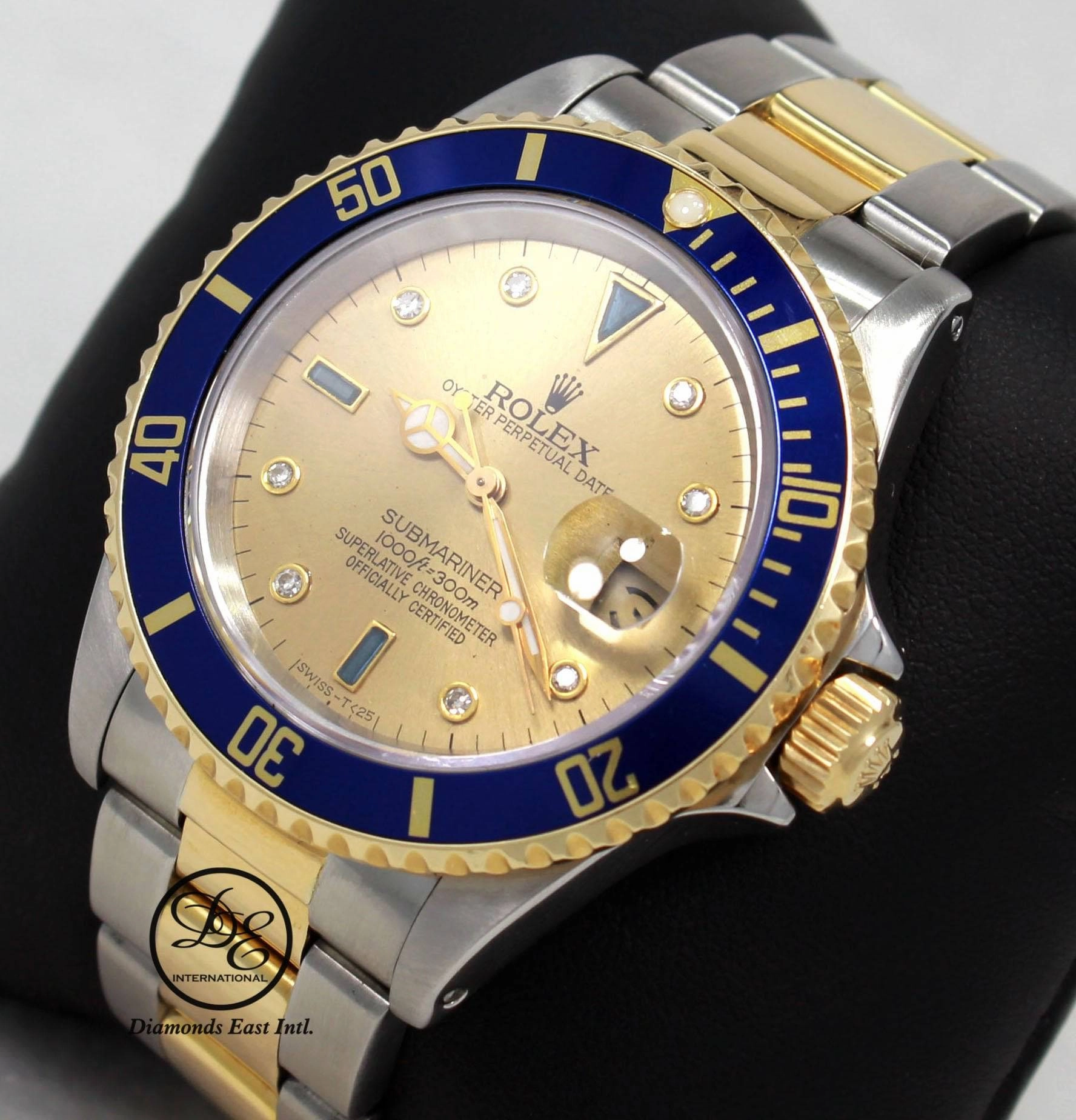 Rolex Submariner 16613 18k Yellow Gold/SS Blue Sapphires & Diamonds Dial