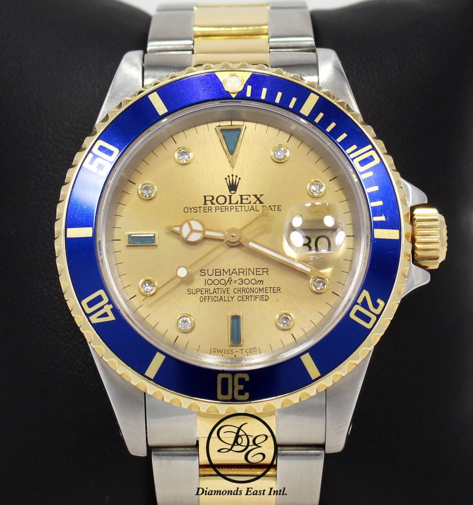 Rolex Submariner 16613 18k Yellow Gold/SS Blue Sapphires & Diamonds Dial
