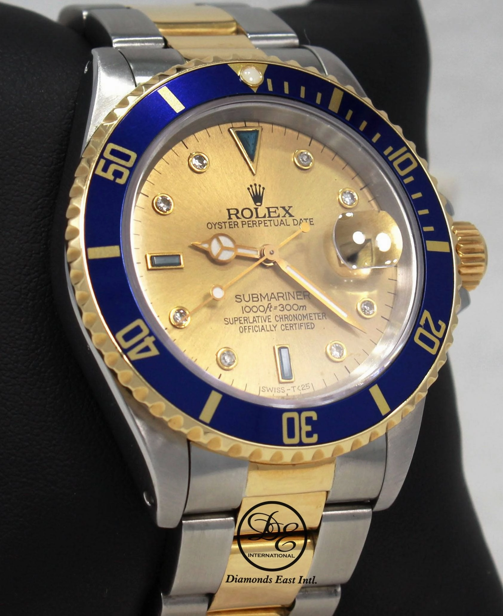 Rolex Submariner 16613 18k Yellow Gold/SS Blue Sapphires & Diamonds Dial