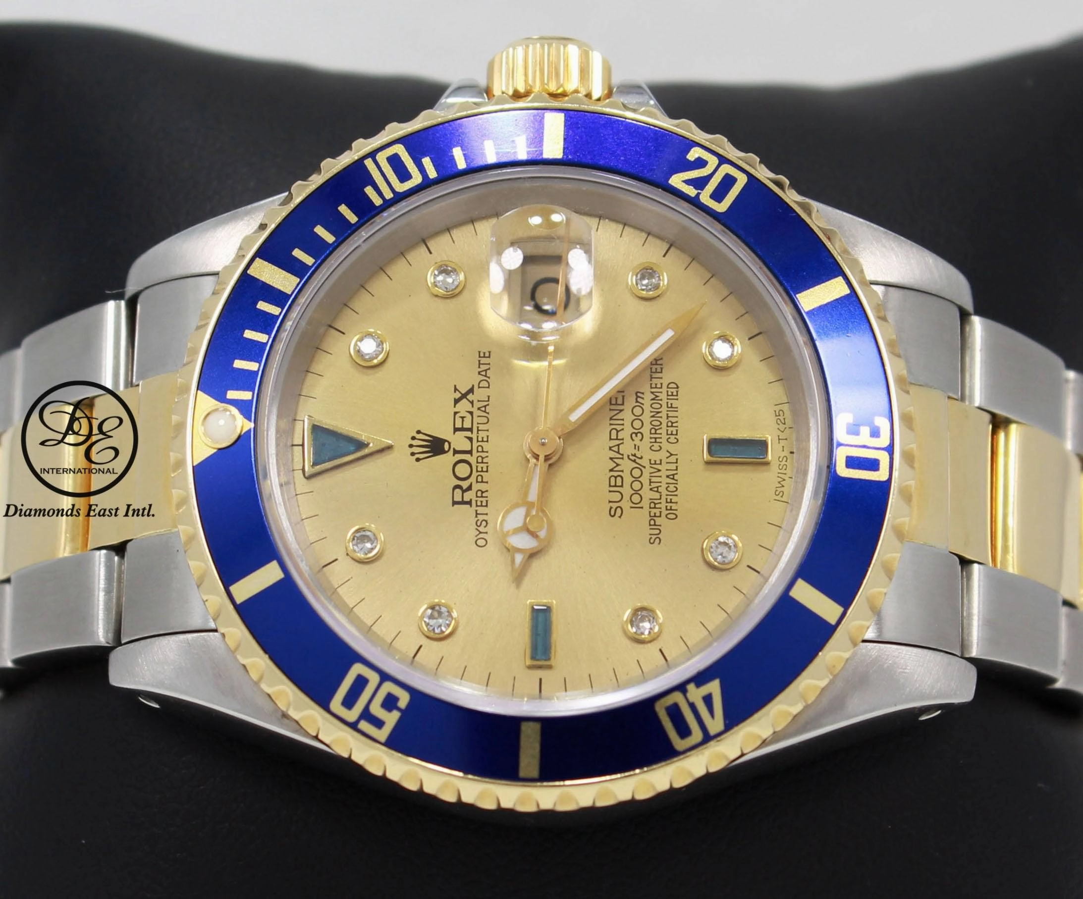 Rolex Submariner 16613 18k Yellow Gold/SS Blue Sapphires & Diamonds Dial