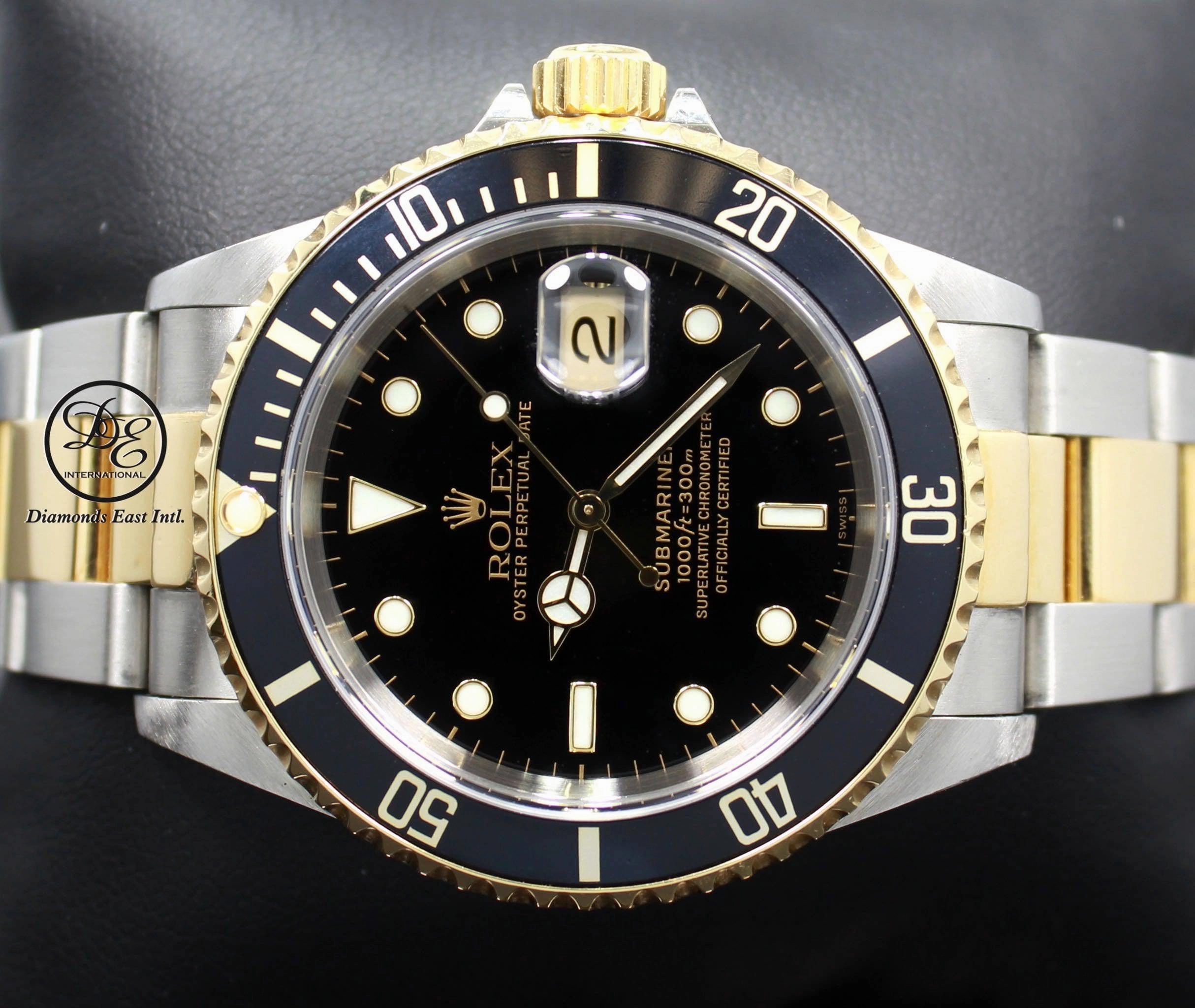 ROLEX Submariner 16613 18K Yellow Gold /Steel Black Bezel