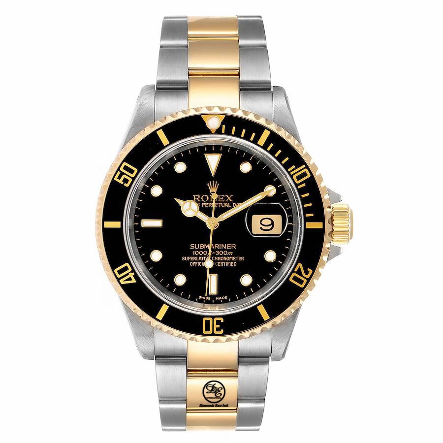 ROLEX Submariner 16613 18K Yellow Gold /Steel Black Bezel