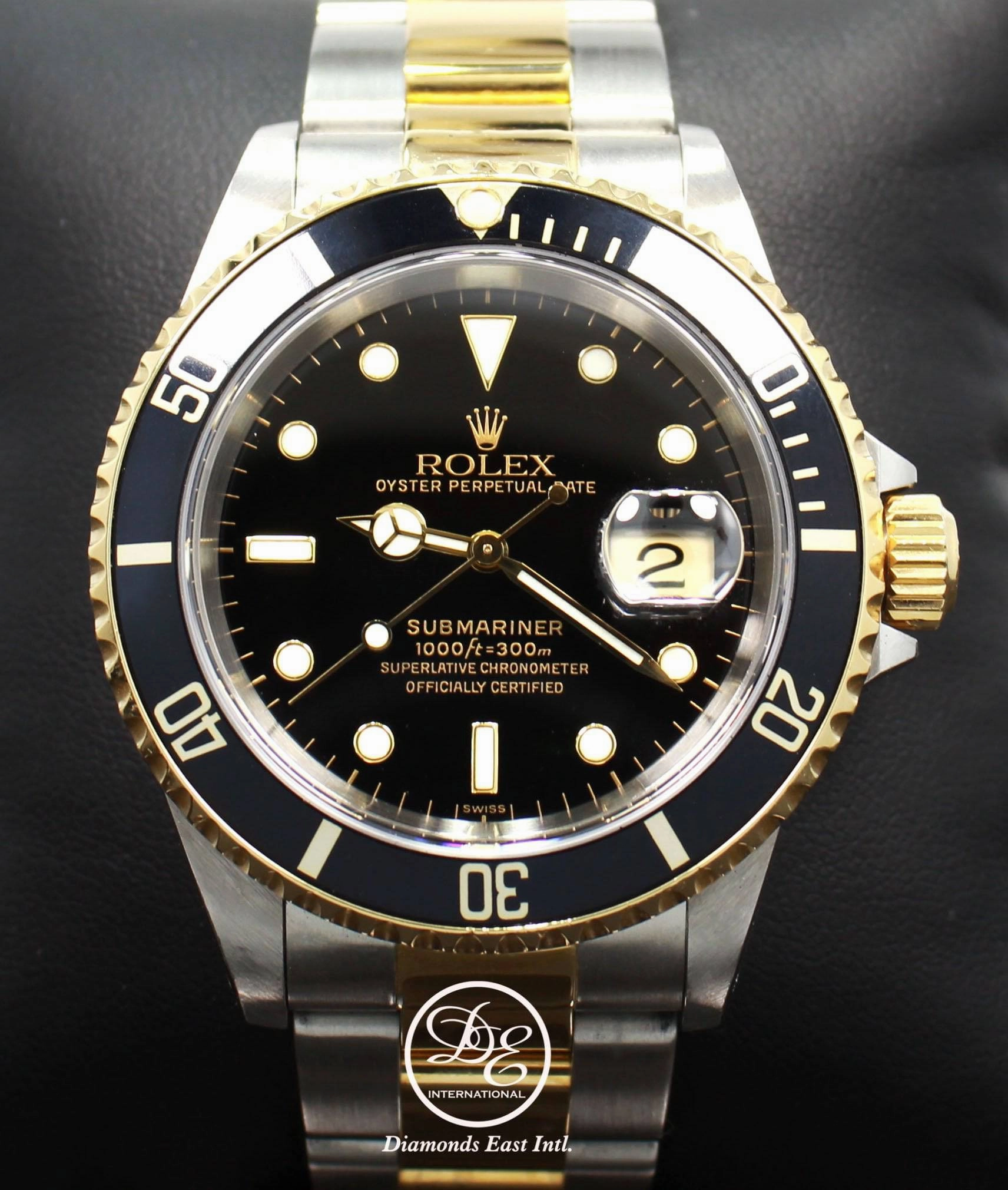 ROLEX Submariner 16613 18K Yellow Gold /Steel Black Bezel