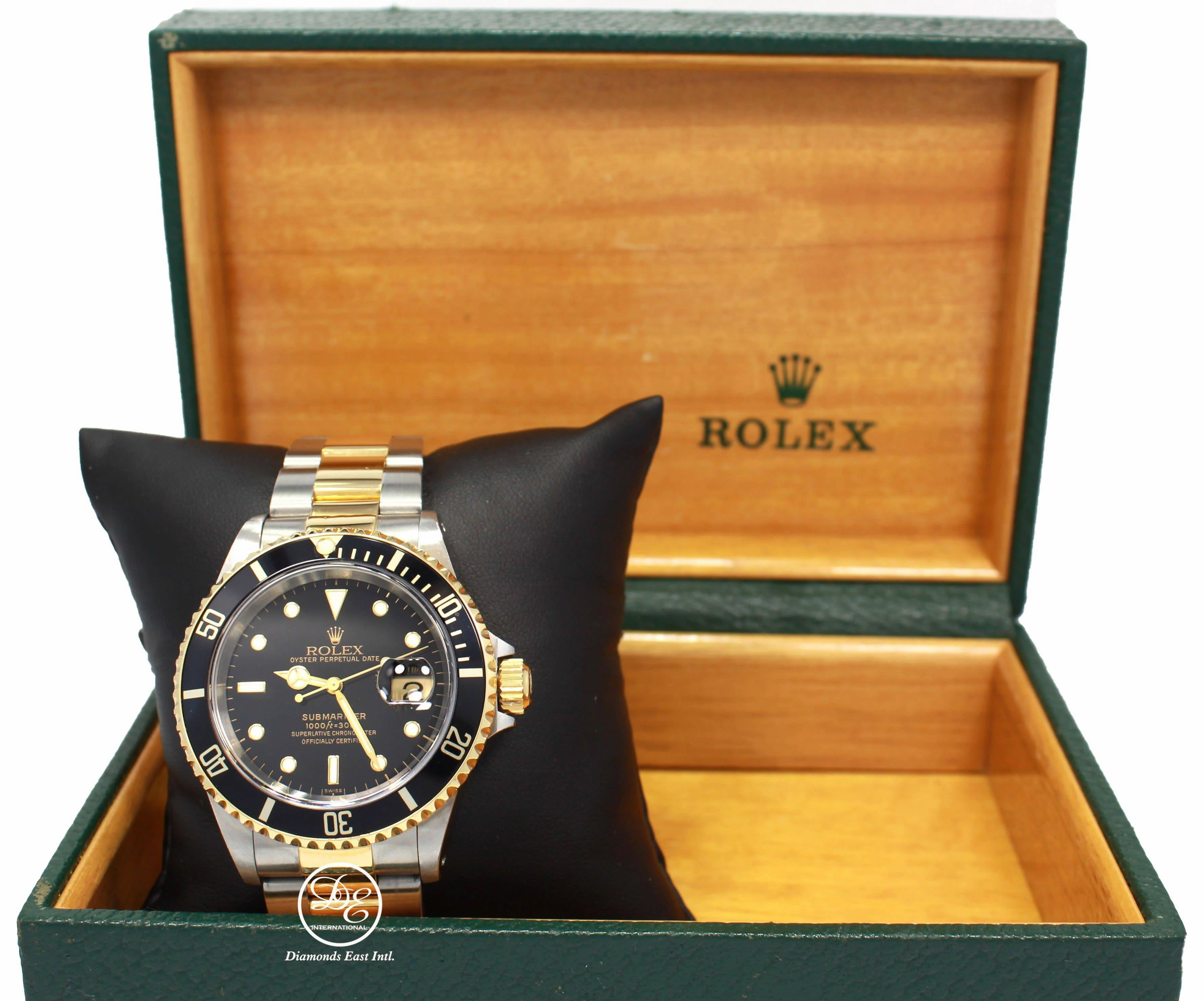 ROLEX Submariner 16613 18K Yellow Gold /Steel Black Bezel