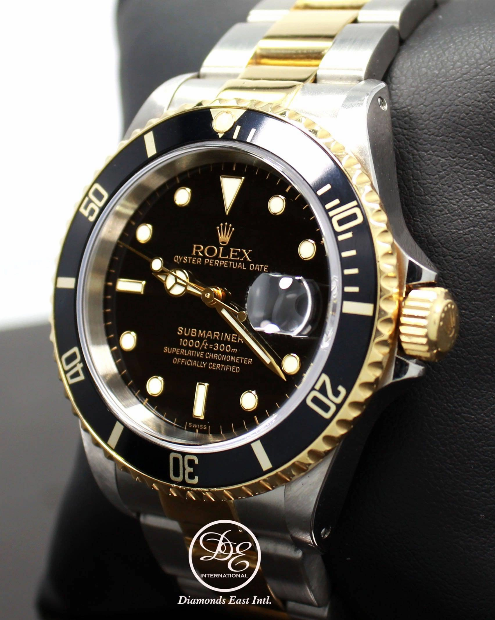 ROLEX Submariner 16613 18K Yellow Gold /Steel Black Bezel