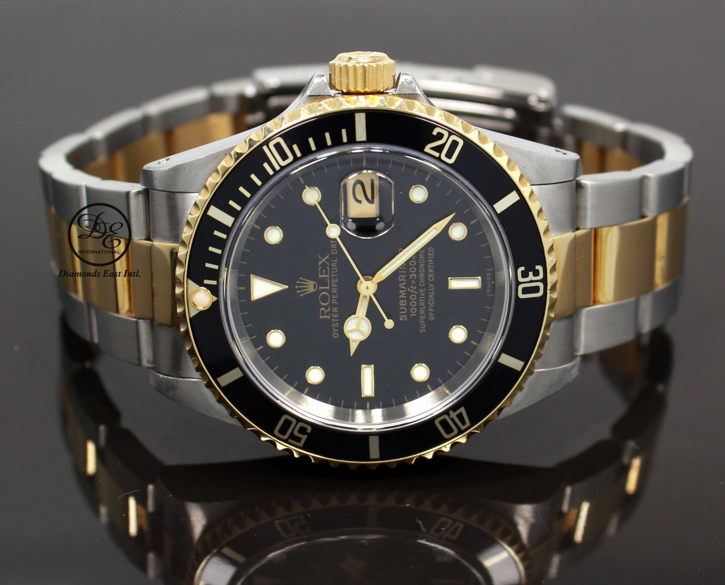 ROLEX Submariner 16613 18K Yellow Gold /Steel Black Bezel