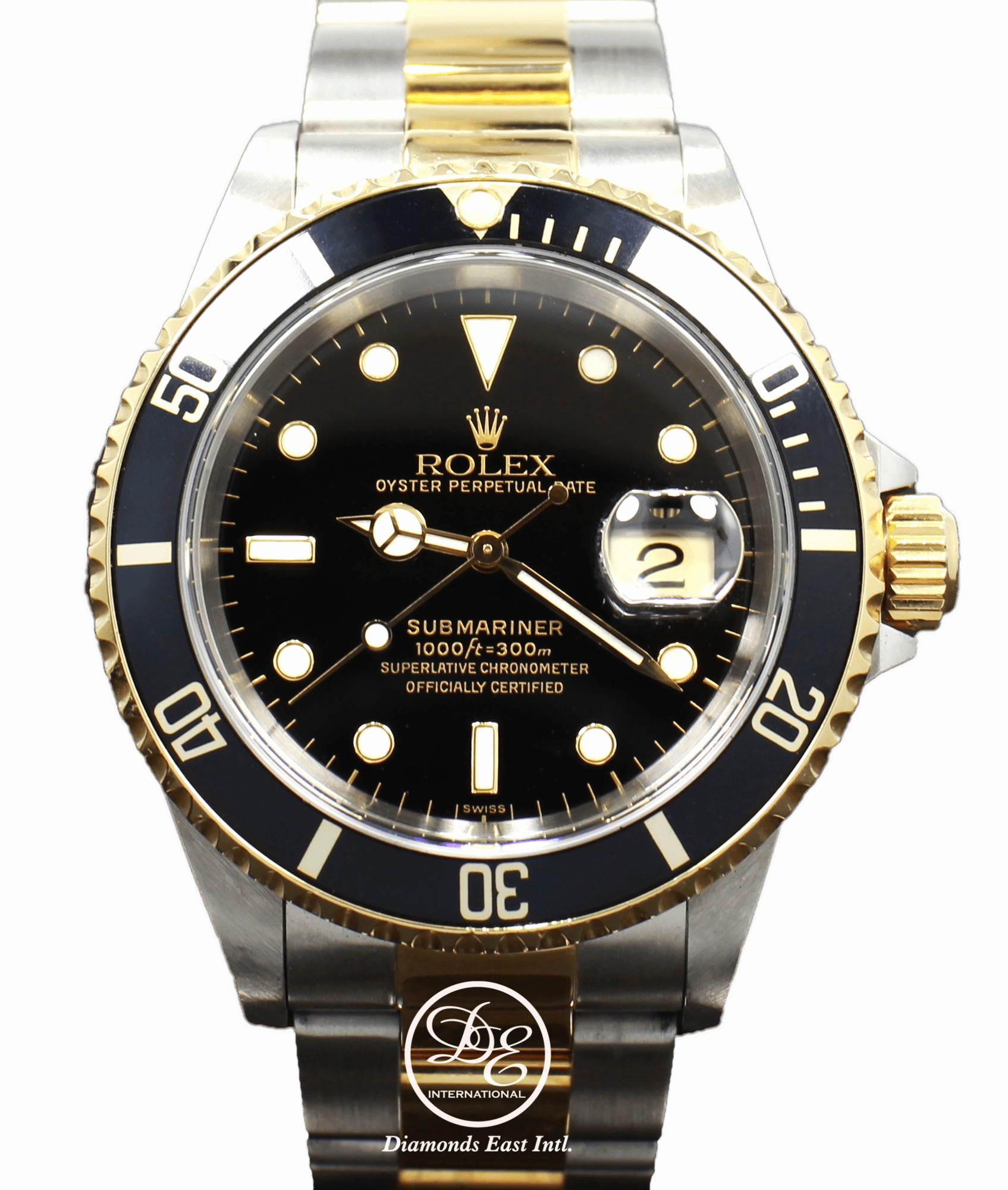 ROLEX Submariner 16613 18K Yellow Gold /Steel Black Bezel