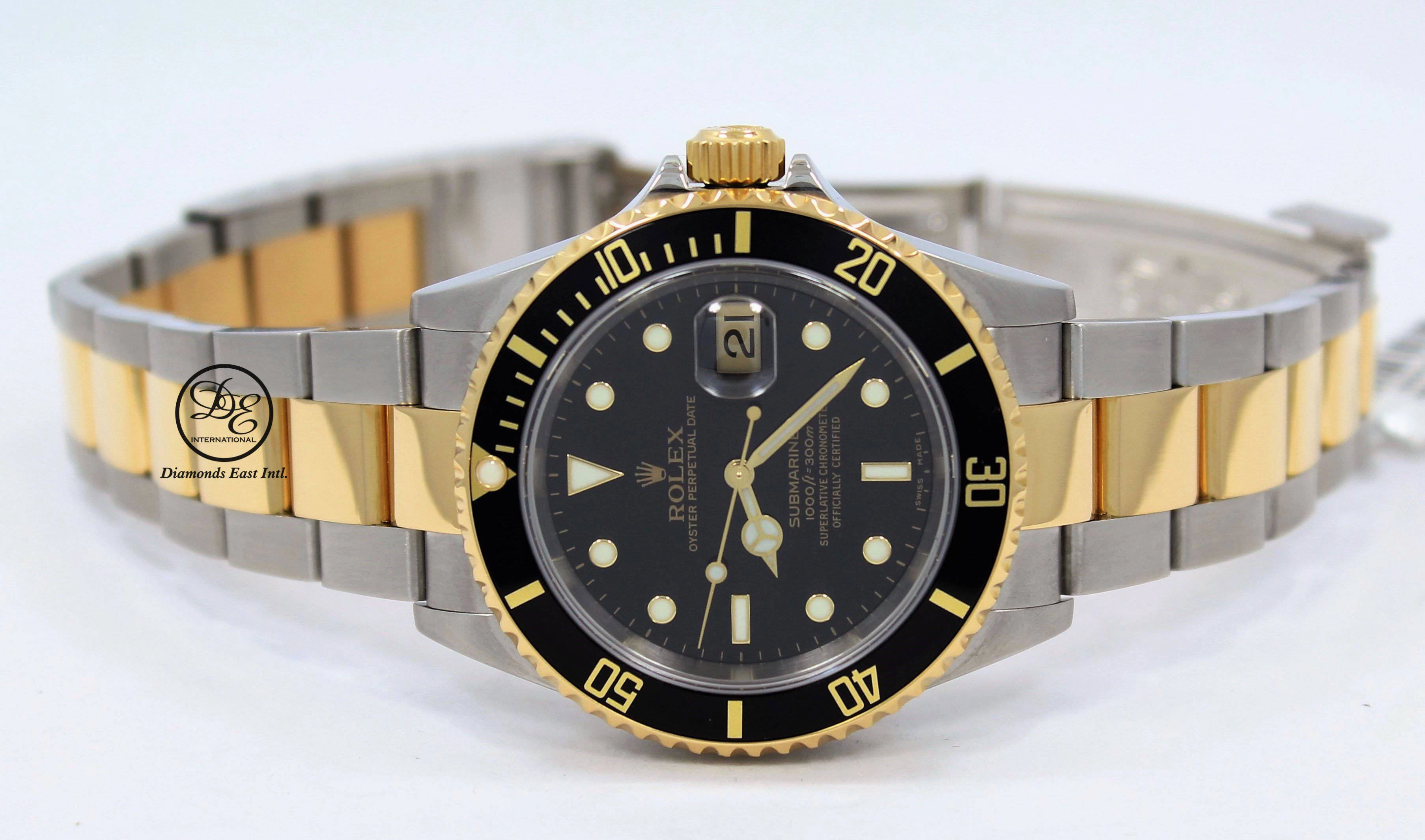 Rolex Submariner 16613 18K Yellow Gold /Steel Oyster Black Bezel Watch