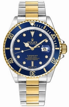 Rolex Submariner 16613 18K Yellow Gold /Steel Oyster Blue Bezel Watch