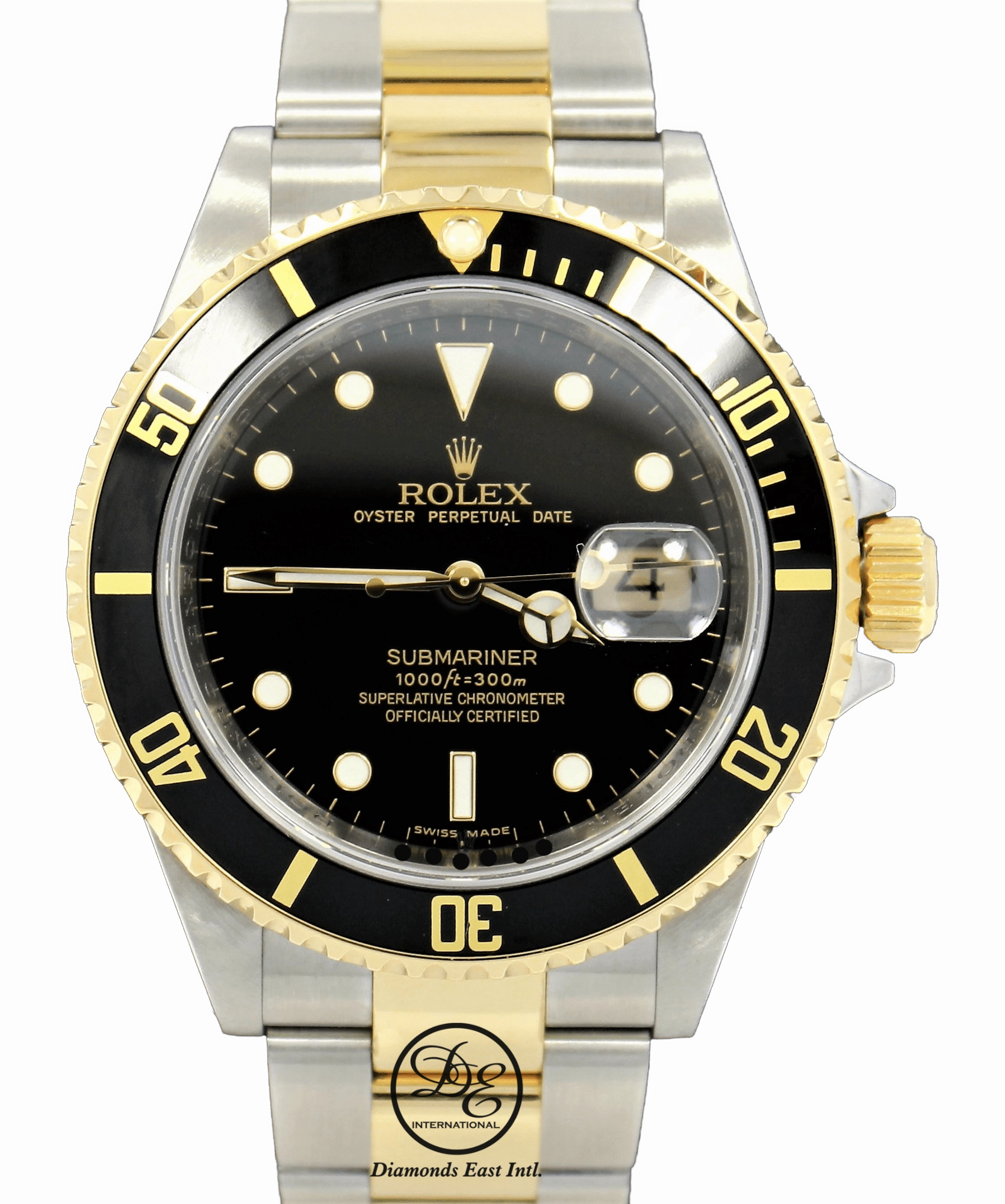 ROLEX Submariner 16613LN 18K Yellow Gold /Steel Black Bezel BOX/PAPER