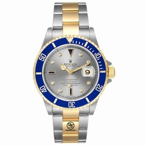 Rolex Submariner 16613T 18k Yellow Gold/SS Factory Serti Blue Sapphires Diamonds BOX/PAPERS