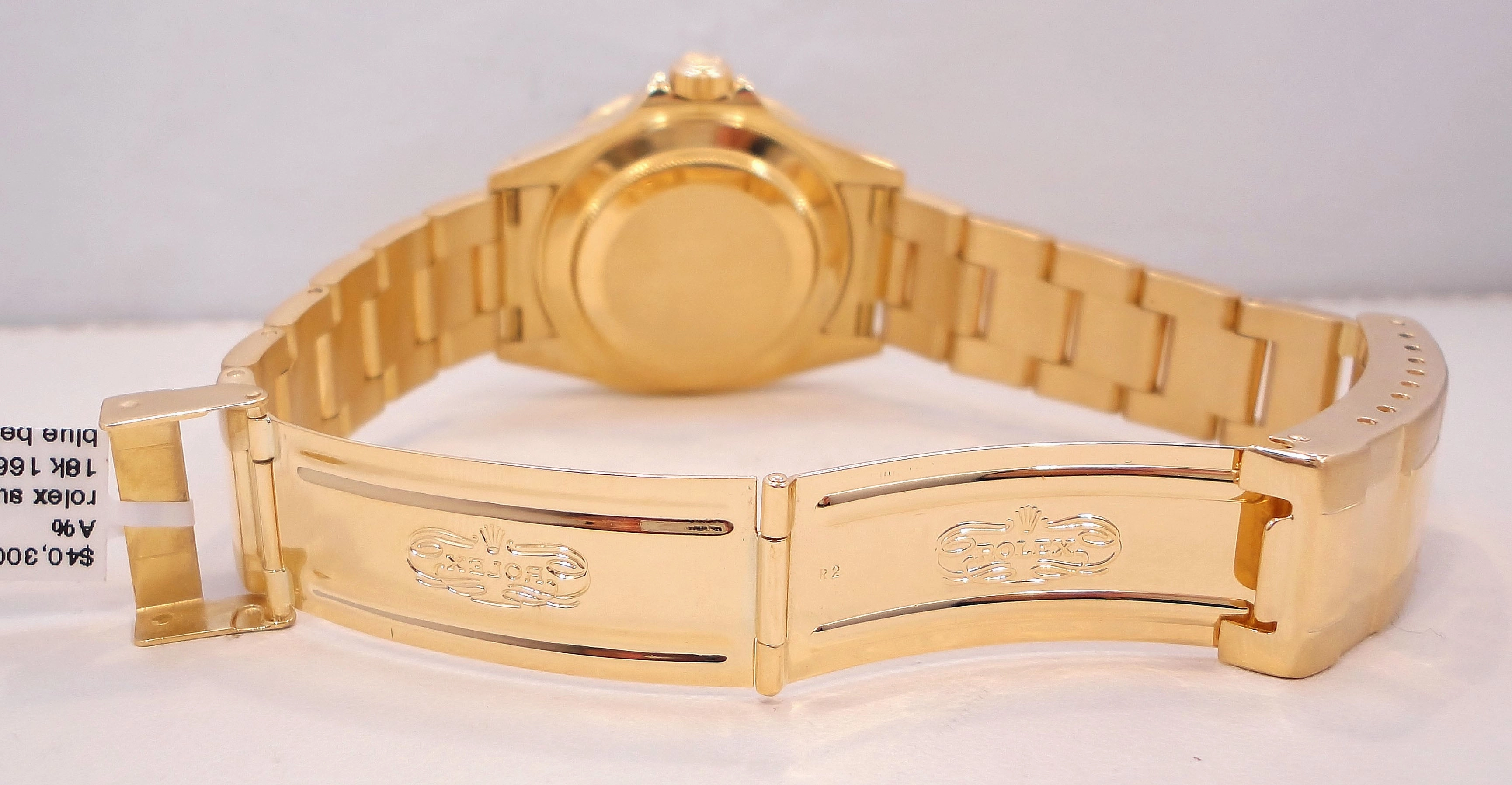 ROLEX Submariner 16618 18k Yellow Gold Oyster Blue Dial & Bezel