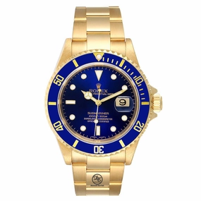 ROLEX Submariner 16618 18k Yellow Gold Oyster Blue Dial & Bezel