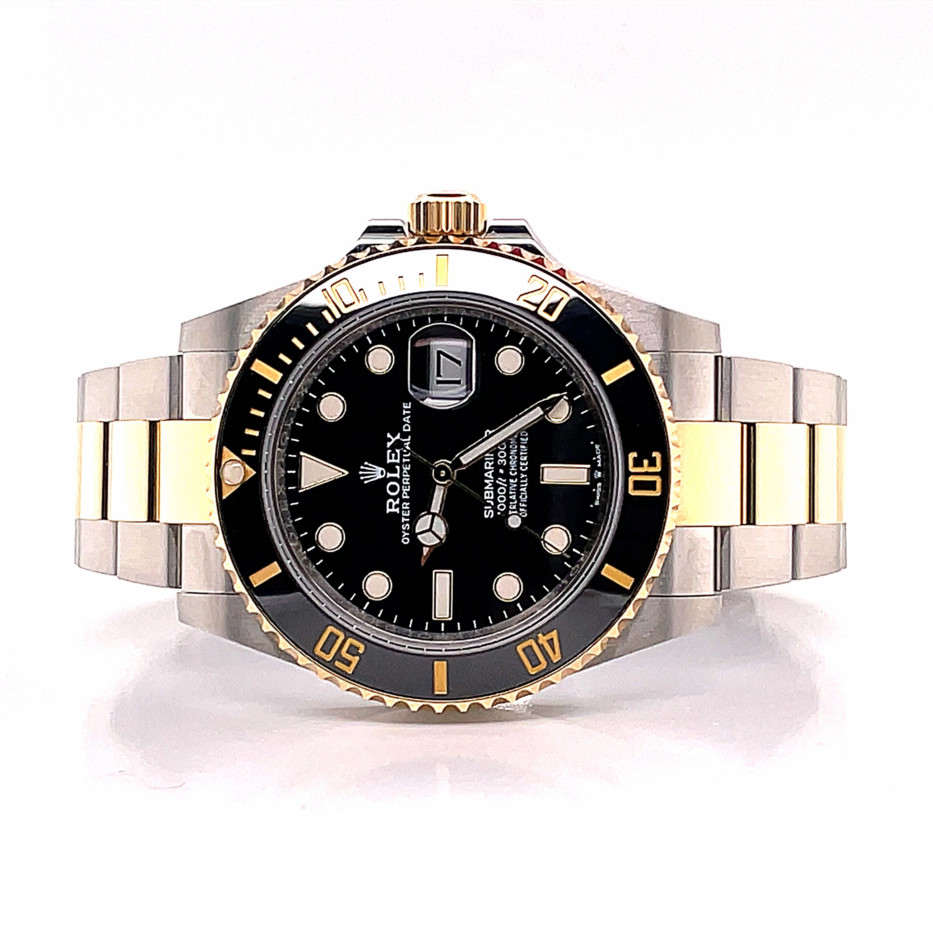 Rolex Submariner 41mm Yellow Gold Steel Black Dial 126613LN Box and Papers UNWORN