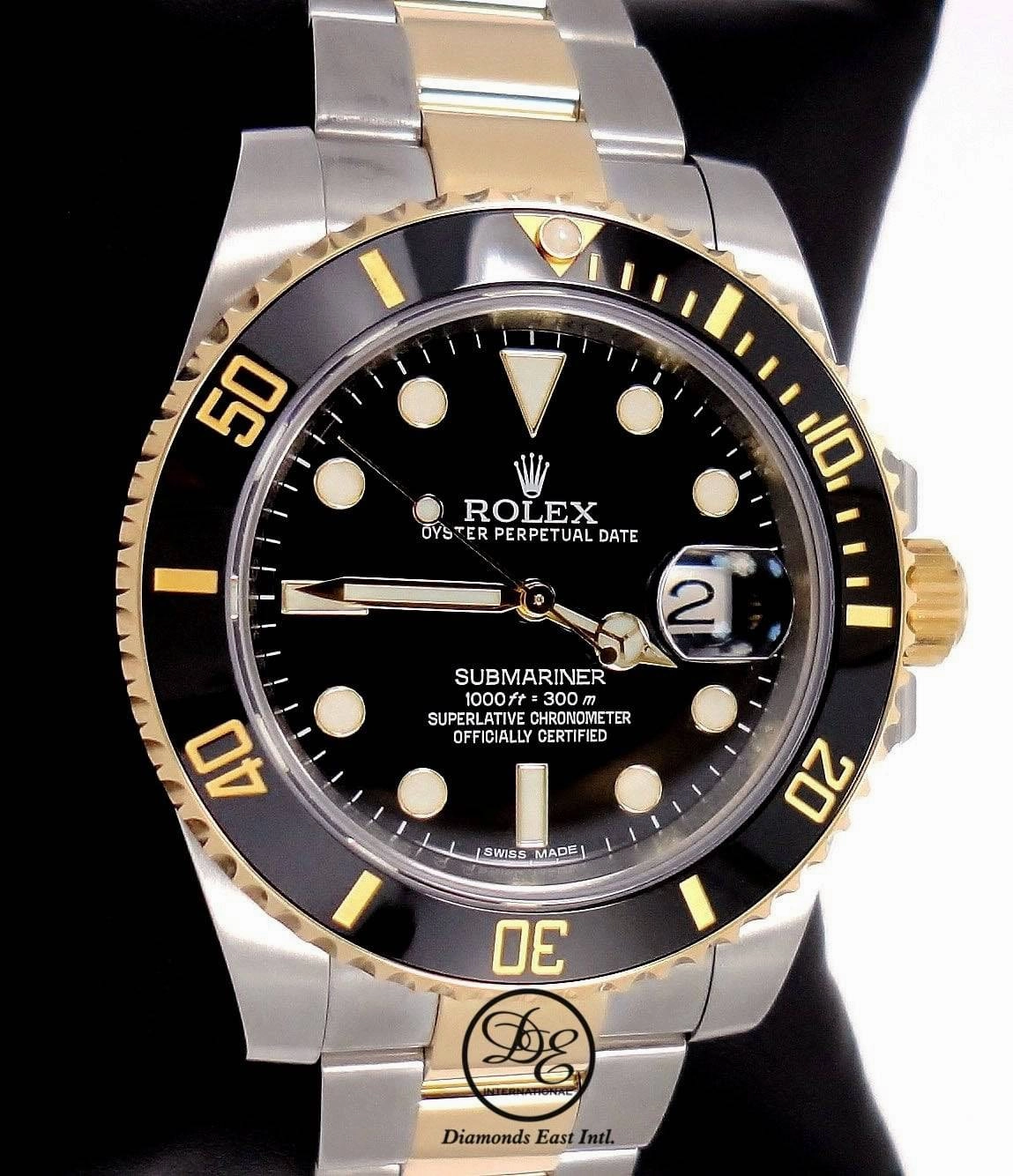 Rolex Submariner Date 116613LN Oyster Perpetual 18k Yellow Gold/ SS Black Ceramic