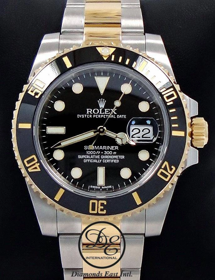 Rolex Submariner Date 116613LN Oyster Perpetual 18k Yellow Gold/ SS Black Ceramic