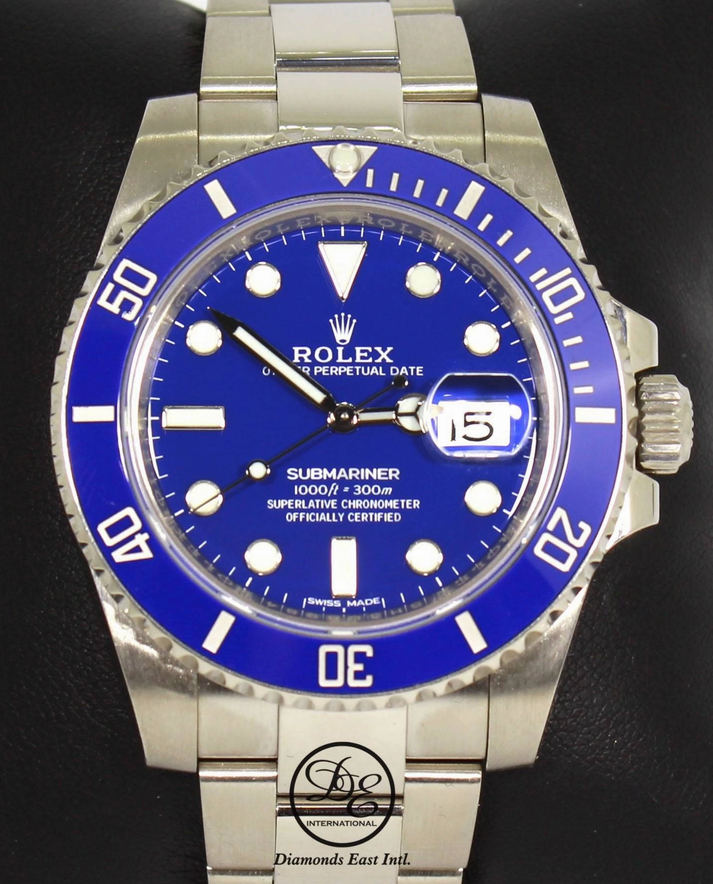 Rolex Submariner Date 116619lb Oyster Perpetual 18K White Gold Smurf BOX/PAPERS