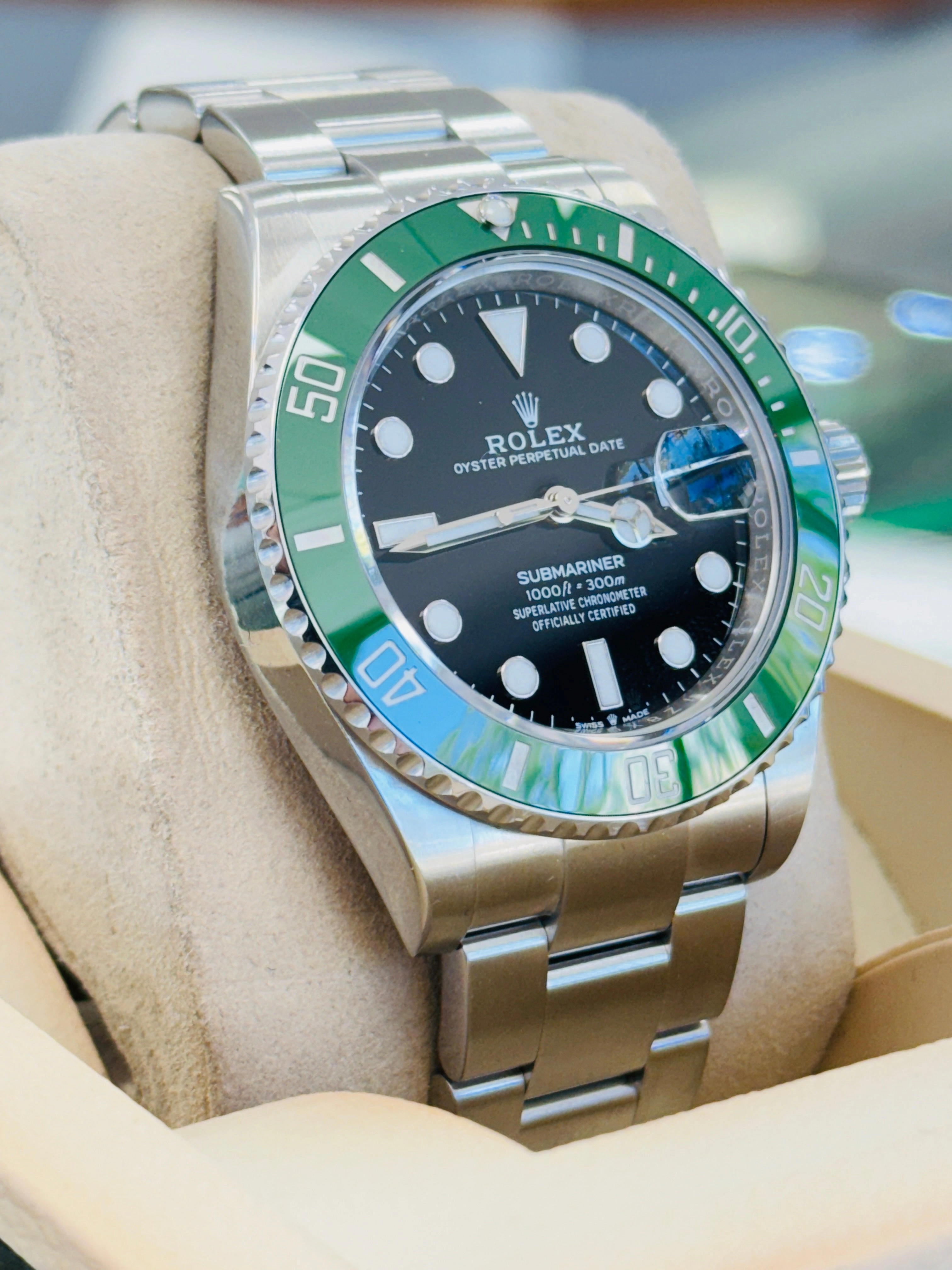 Rolex Submariner Date 126610LV 41mm Green Ceramic Bezel Box and Papers MINT