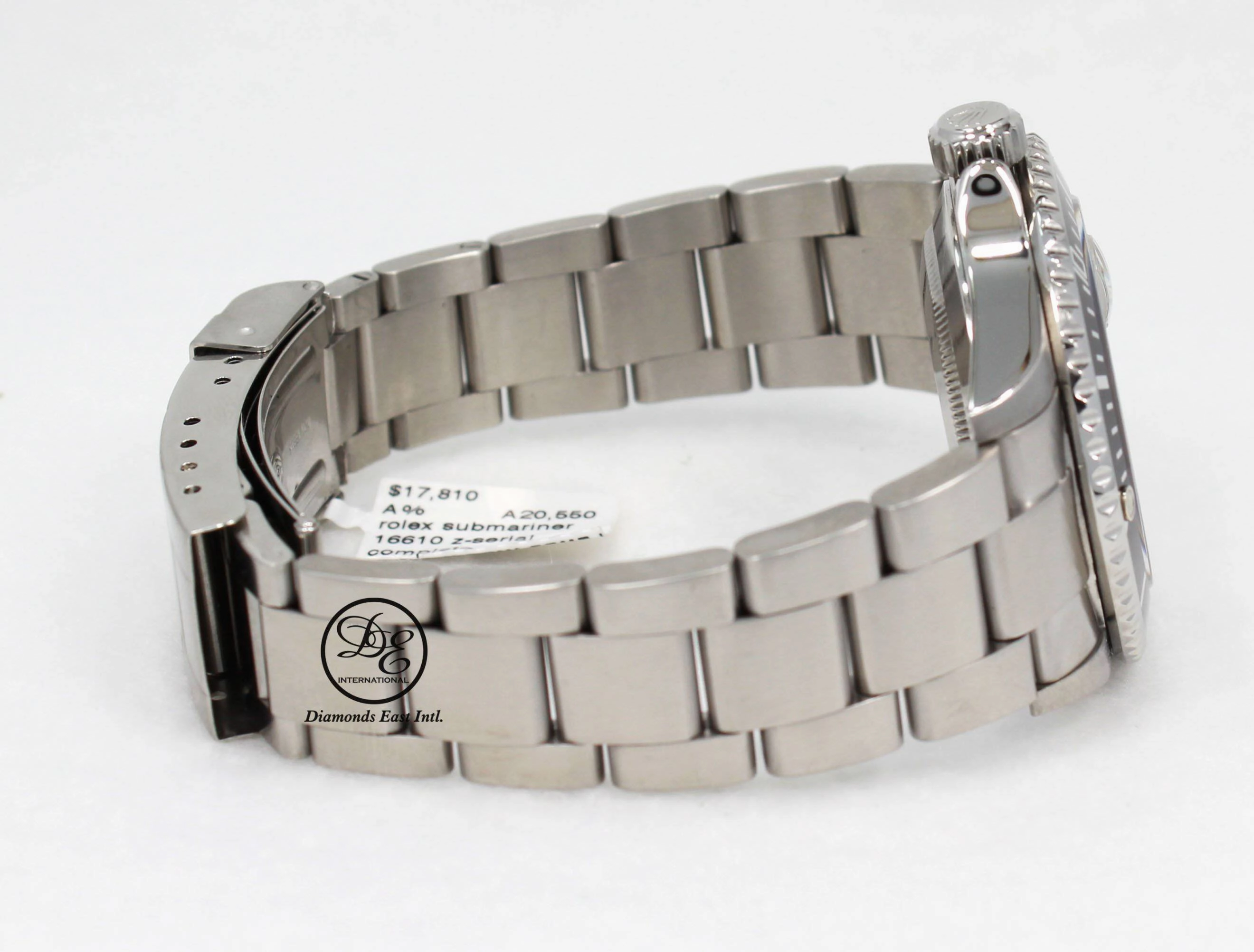 ROLEX Submariner Date 16610 NO HOLES IN CASE Oyster SS Black Dial Watch