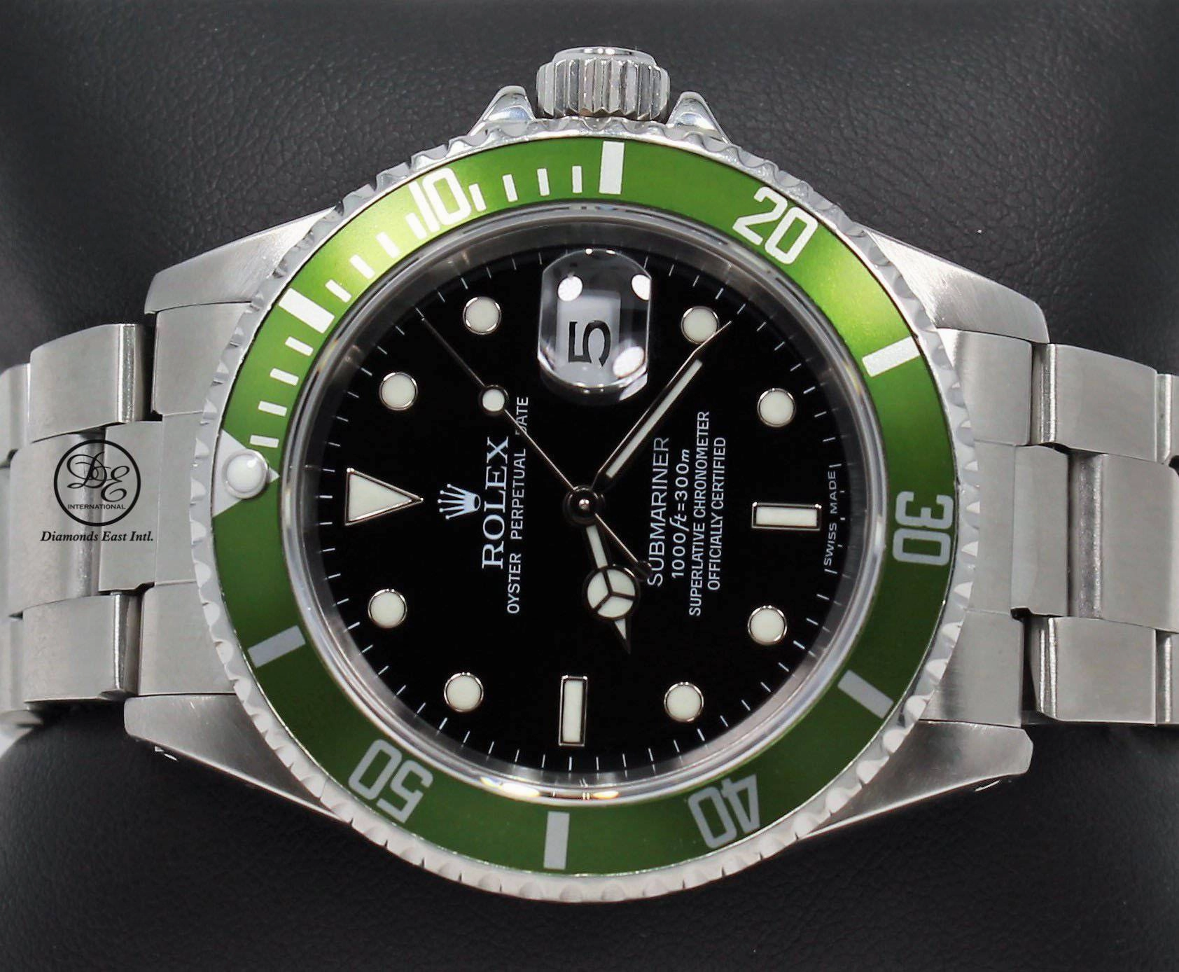 Rolex Submariner Date 16610 Oyster Date Ss Green Bezel Men's Watch