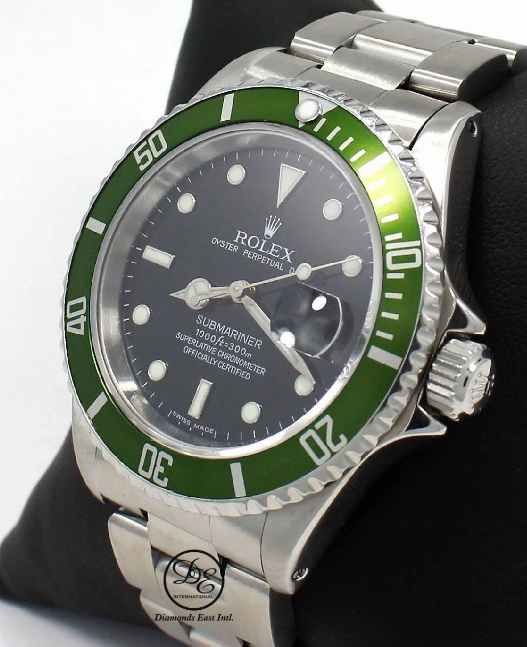 Rolex Submariner Date 16610 Oyster Date Ss Green Bezel Men's Watch