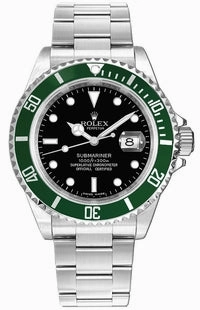 Rolex Submariner Date 16610 Oyster Date Ss Green Bezel Men's Watch