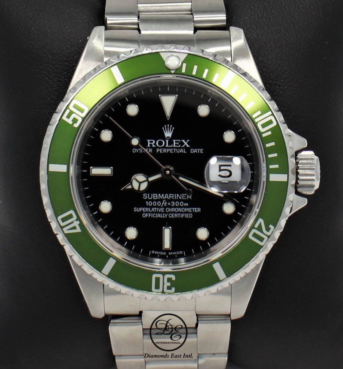 Rolex Submariner Date 16610 Oyster Date Ss Green Bezel Men's Watch