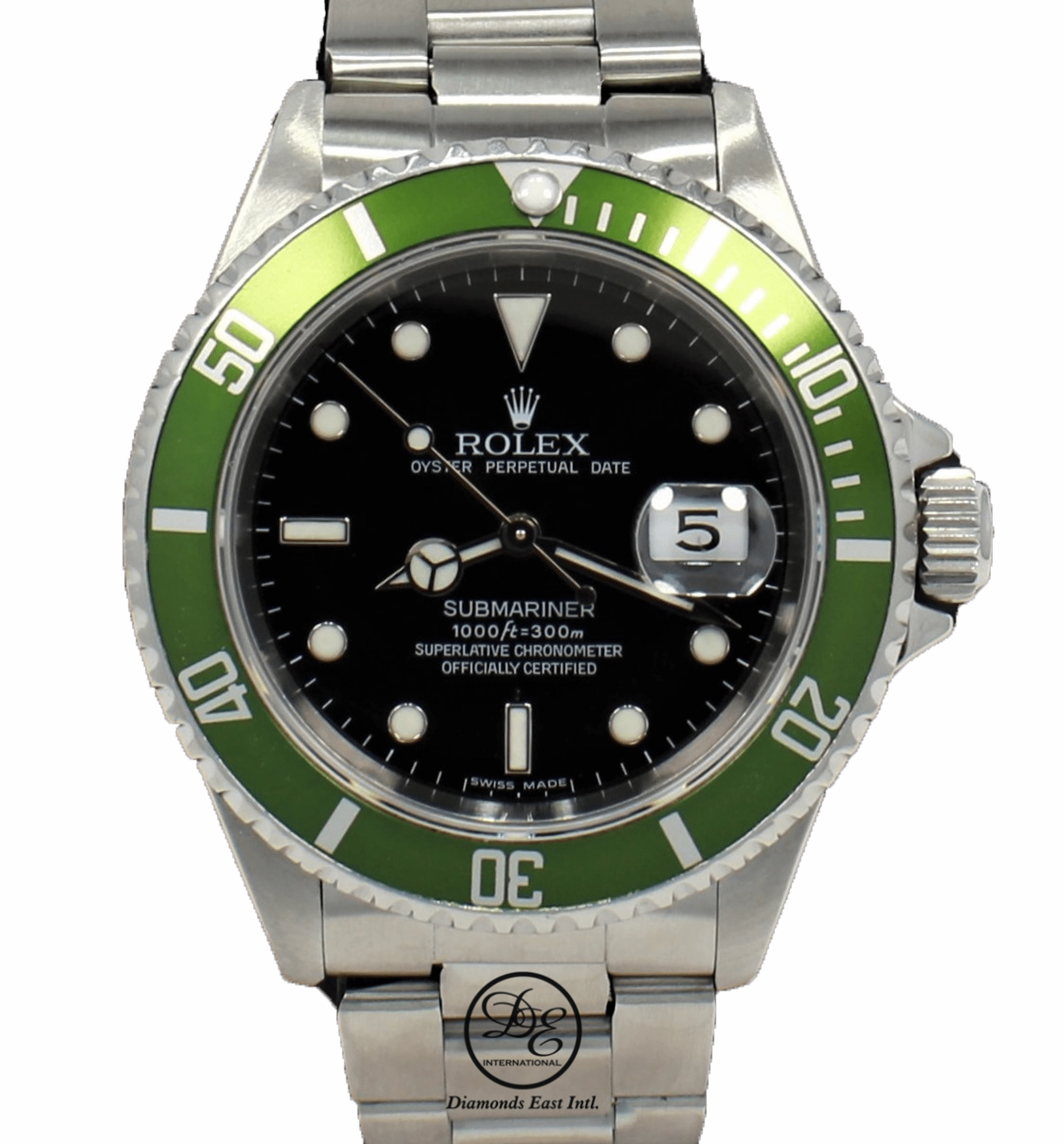 Rolex Submariner Date 16610 Oyster Date Ss Green Bezel Men's Watch