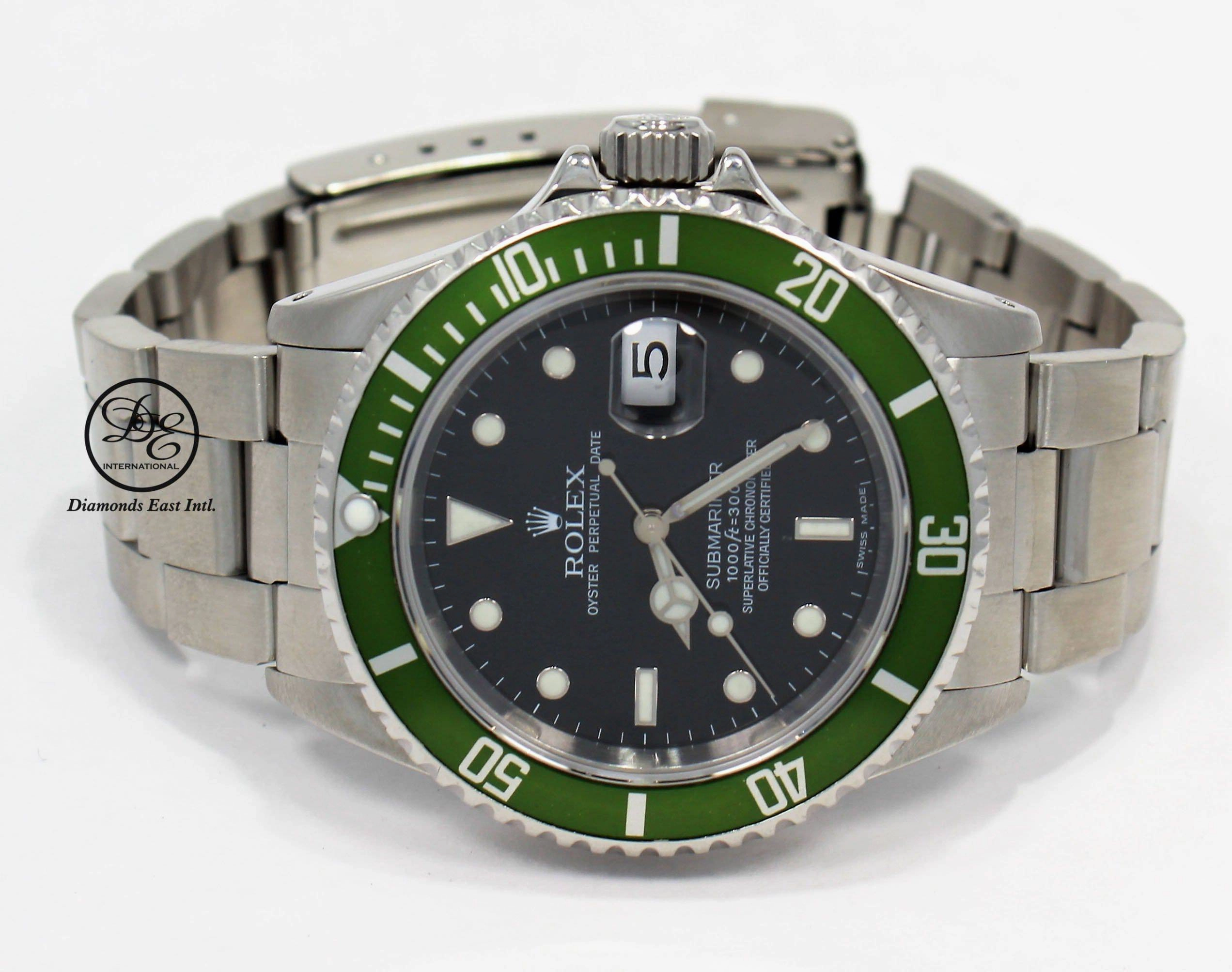 Rolex Submariner Date 16610 Oyster Date Ss Green Bezel Men's Watch