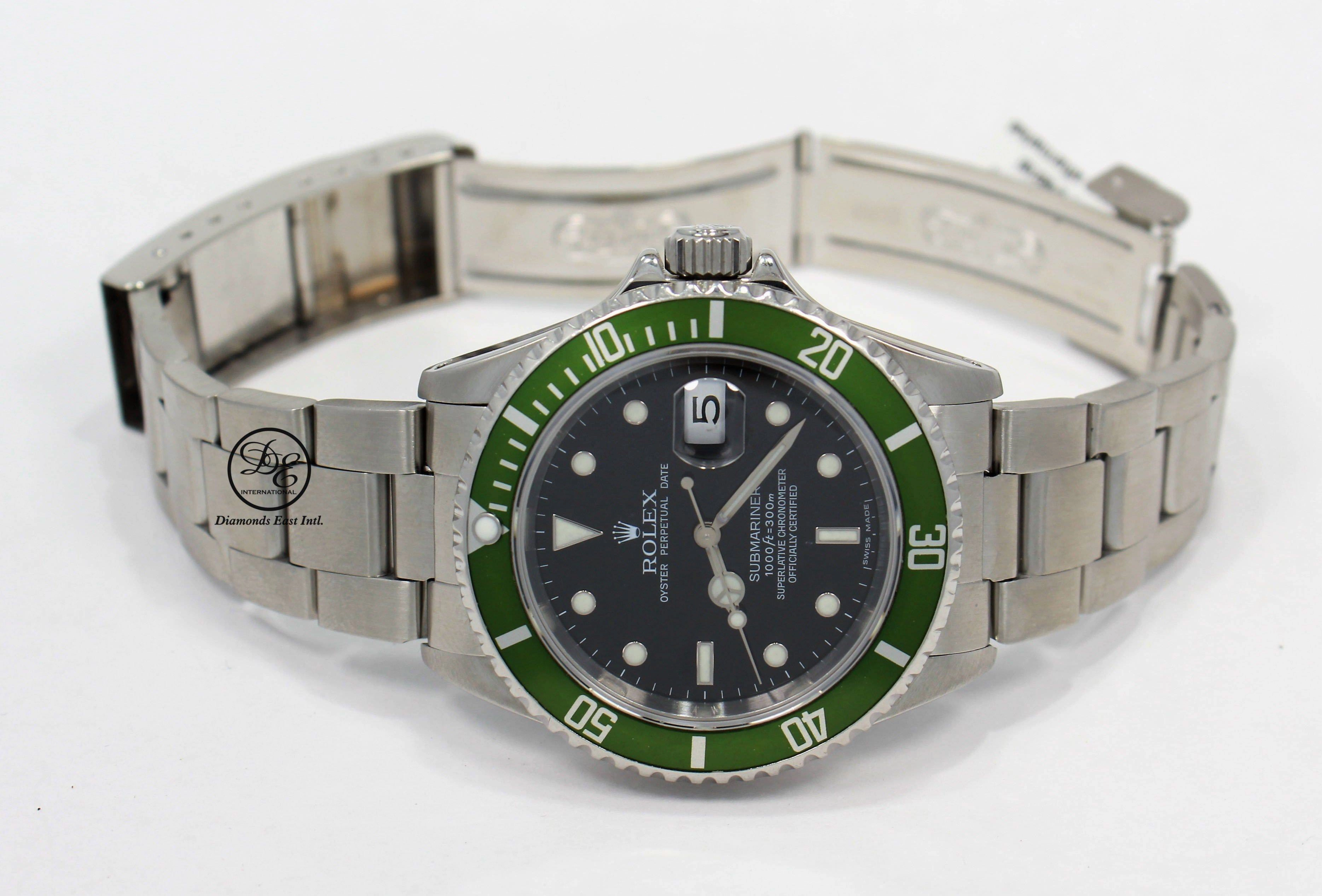 Rolex Submariner Date 16610 Oyster Date Ss Green Bezel Men's Watch