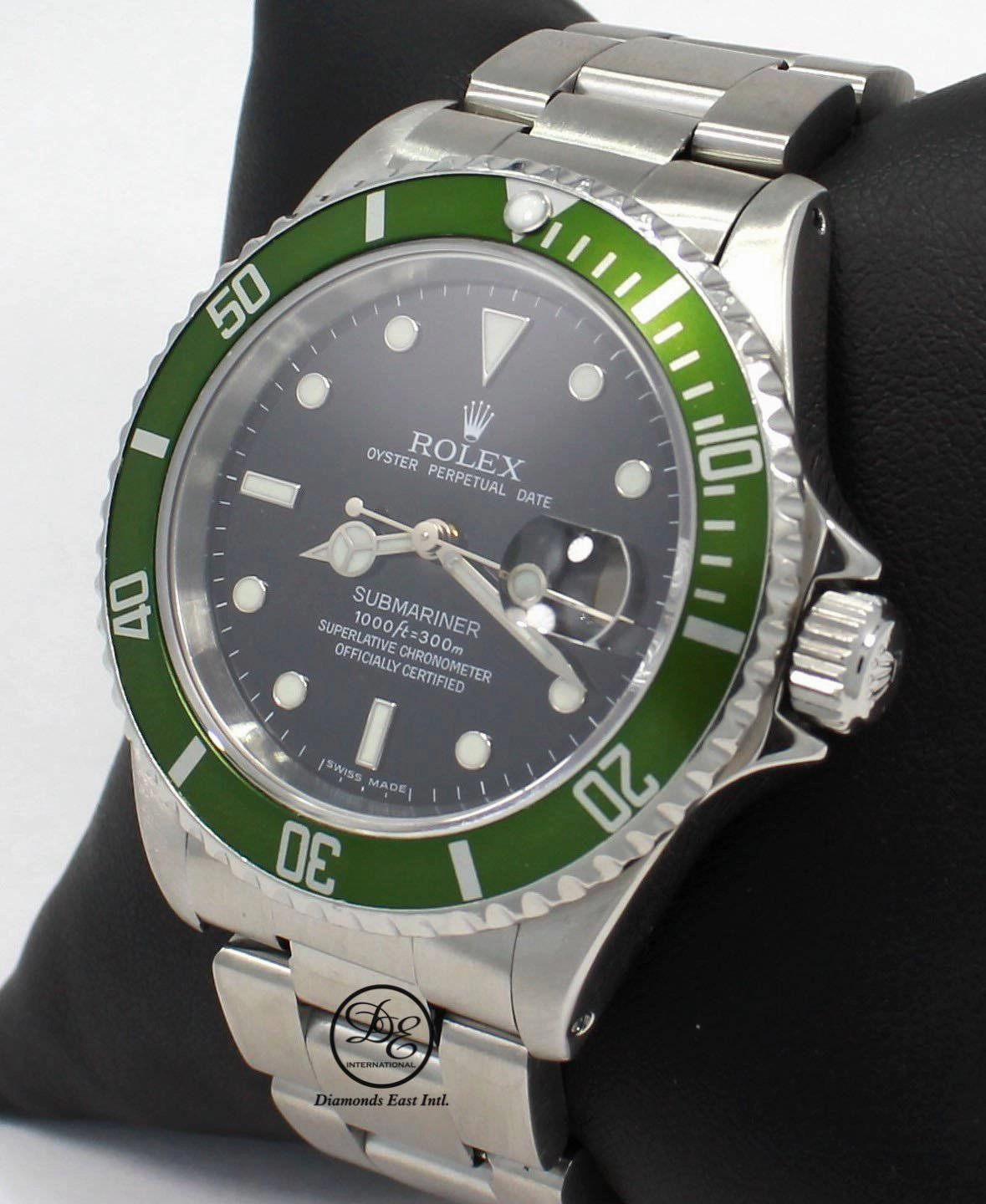 Rolex Submariner Date 16610 Oyster Date Ss Green Bezel Men's Watch