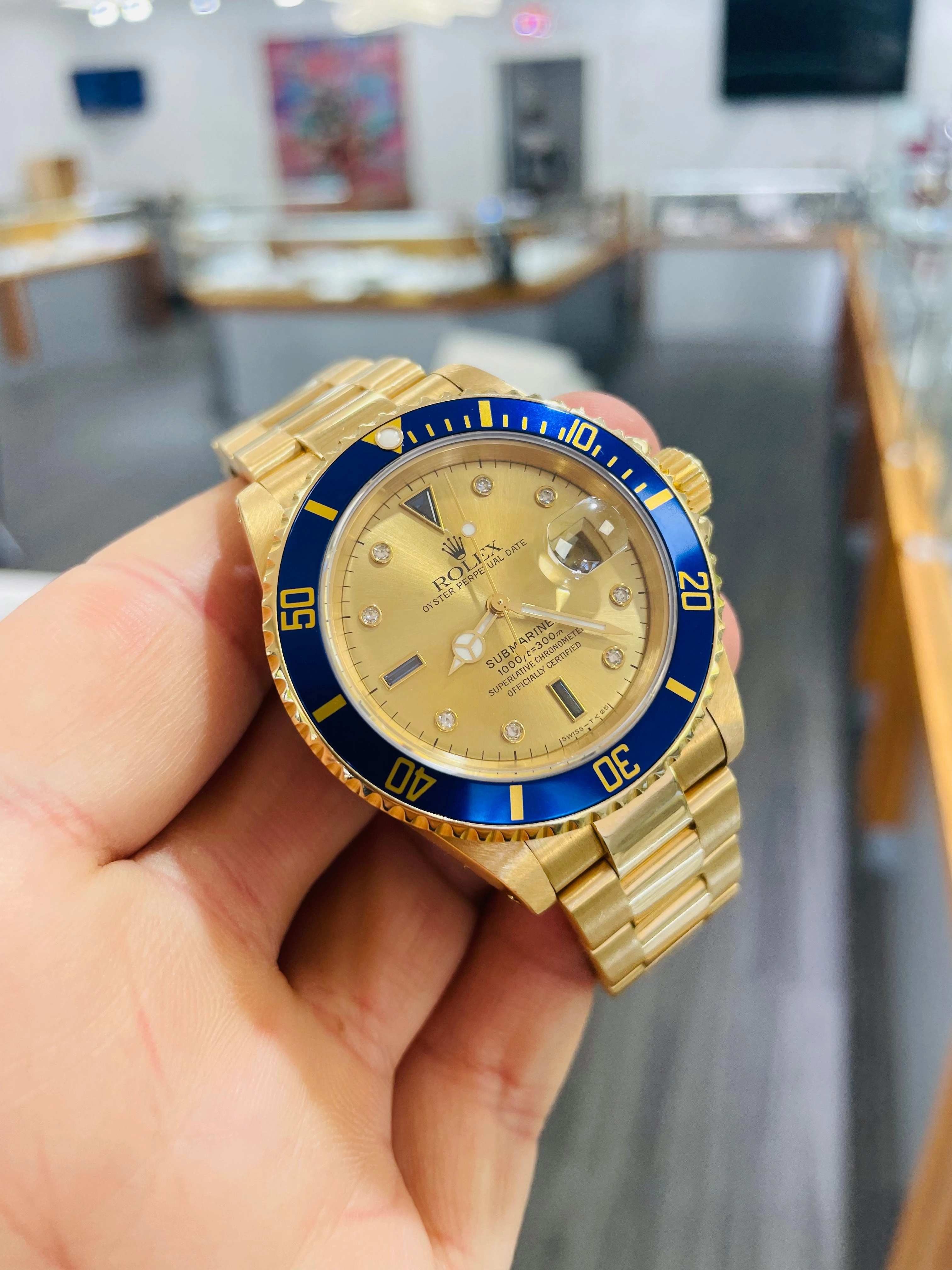 Rolex Submariner Date 16618 Factory Serti Diamond Dial PreOwned Unpolished