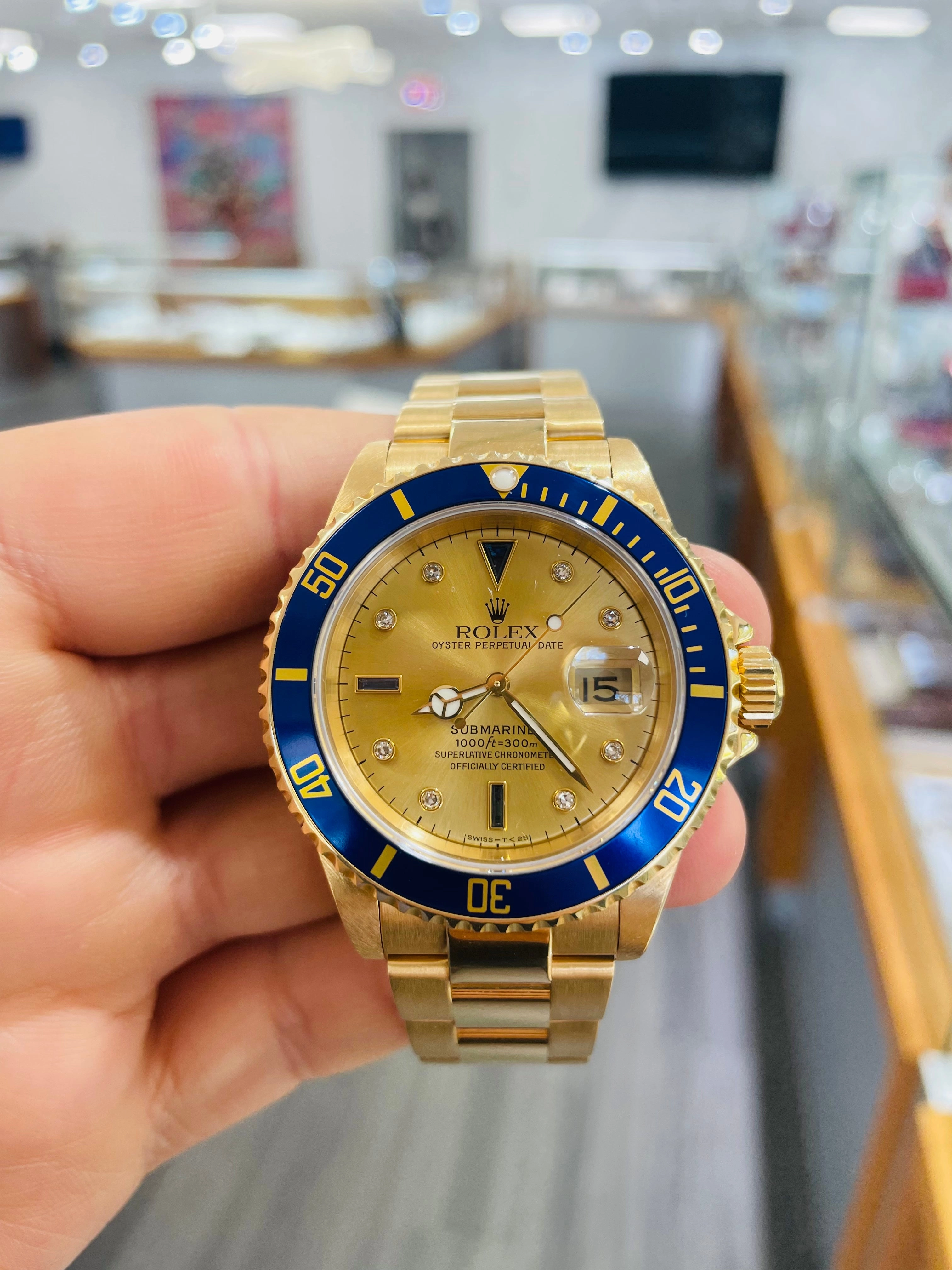 Rolex Submariner Date 16618 Factory Serti Diamond Dial PreOwned Unpolished