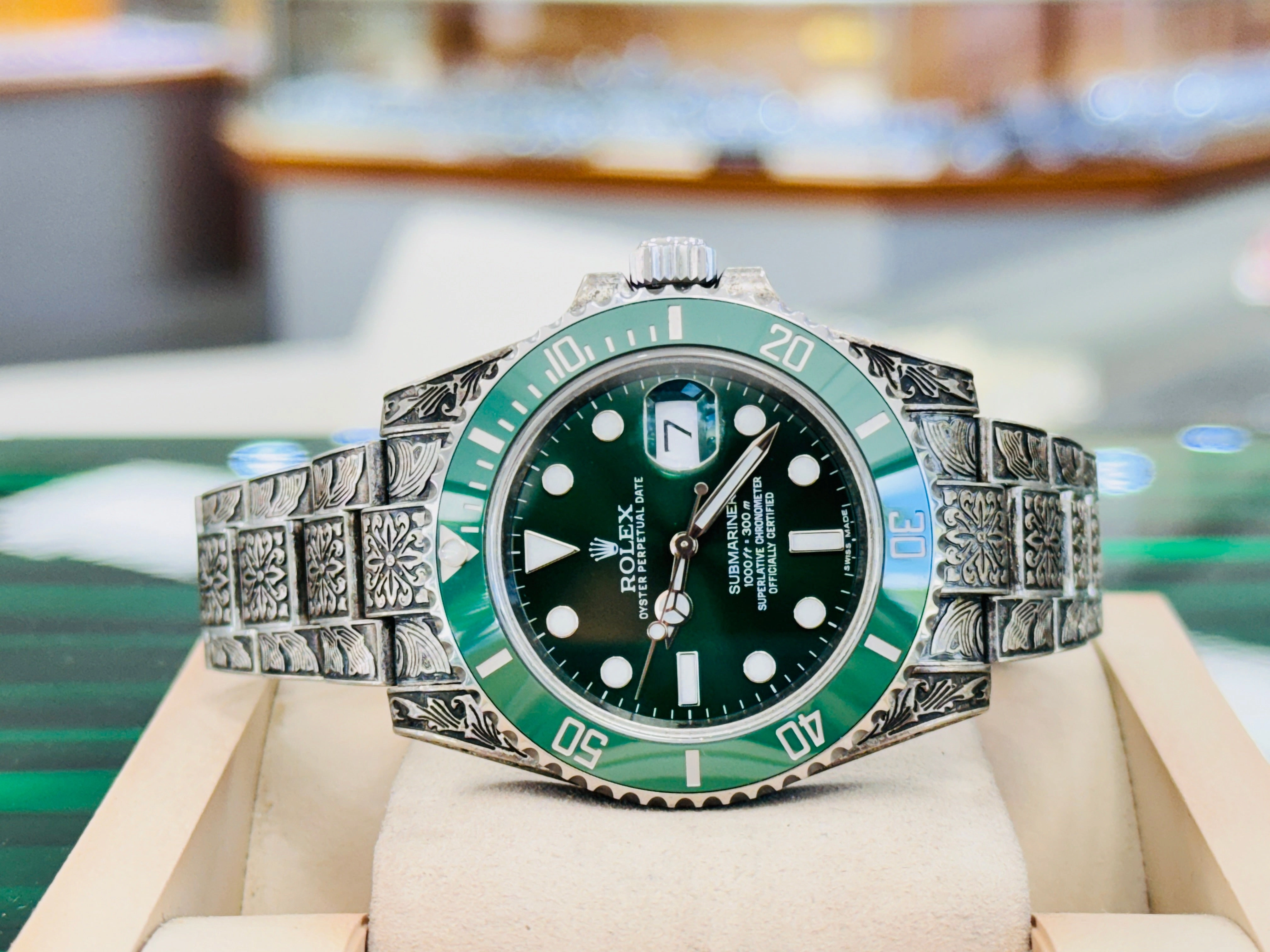 Rolex Submariner Hulk 116610LV Custom Koi Fish Engraved PreOwned