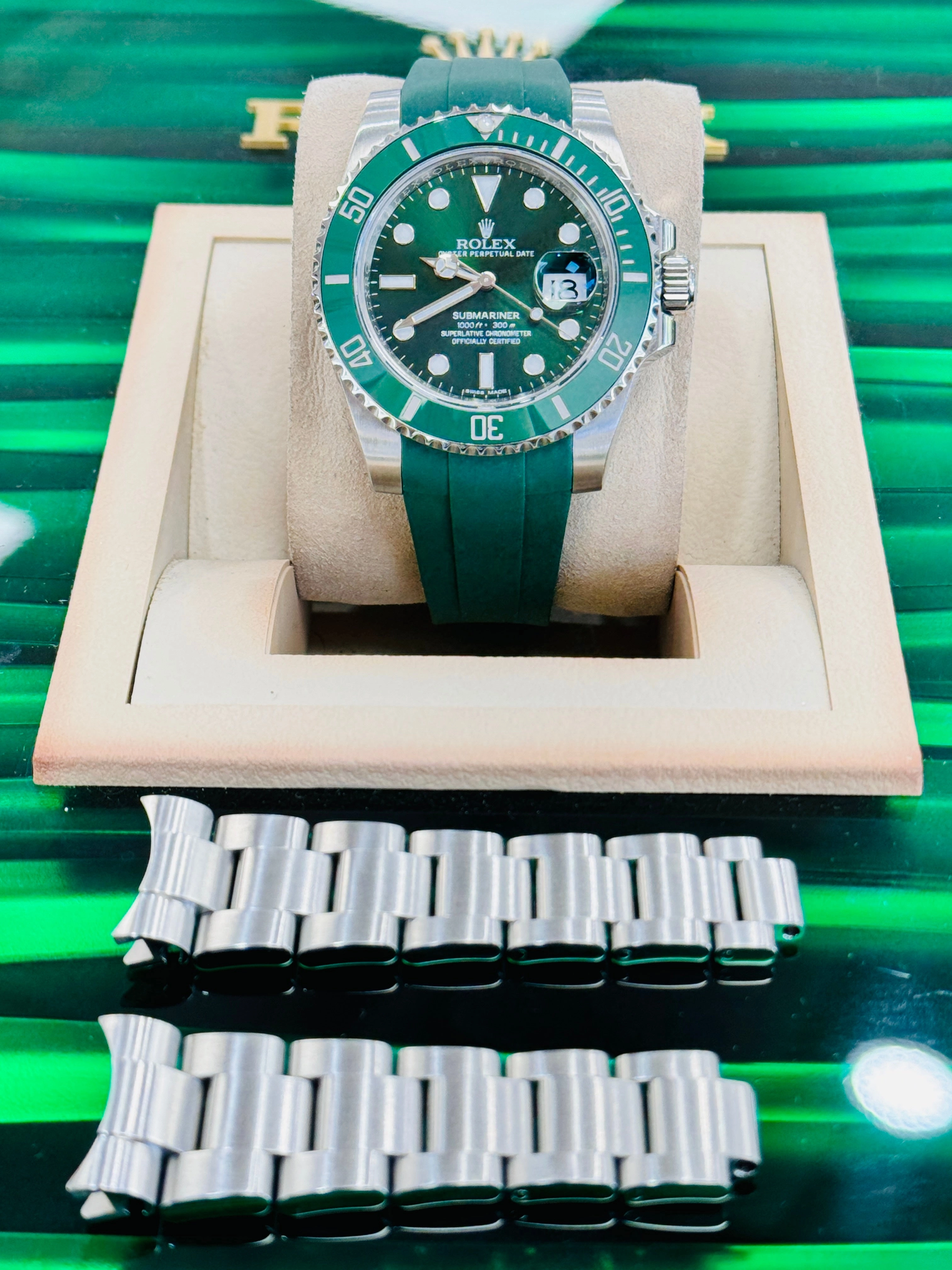 Rolex Submariner Hulk 116610LV Rubber B and Rolex Oyster Band Box And Papers