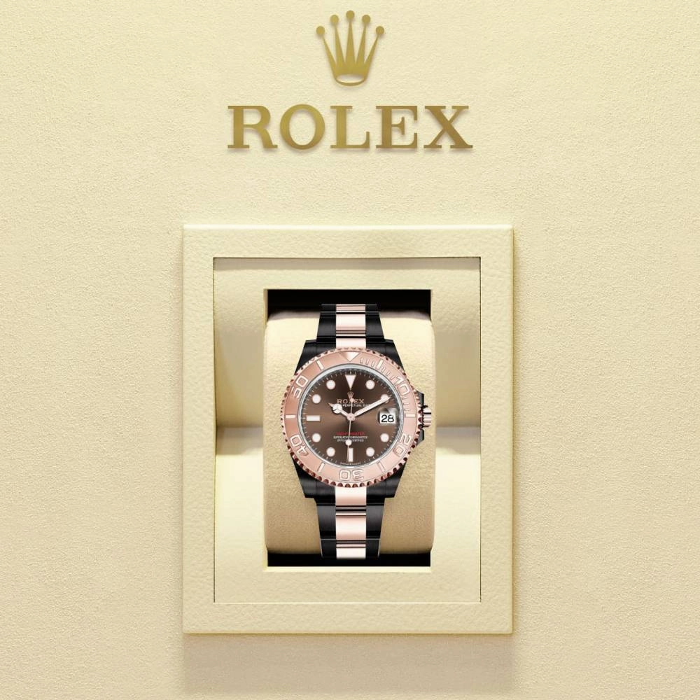 Rolex Yachtmaster 37mm - Ref: 268621-0003-pvd-2 - Chocolate Dial, Two Tone Black PVD & 18K Rose Gold Oyster Bracelet Men's Watch