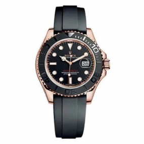 Rolex Yachtmaster 40mm - Ref: 116655-0002 - Black Dial & 18K Rose Gold Case, Black Oysterflex Bracelet Men's Watch