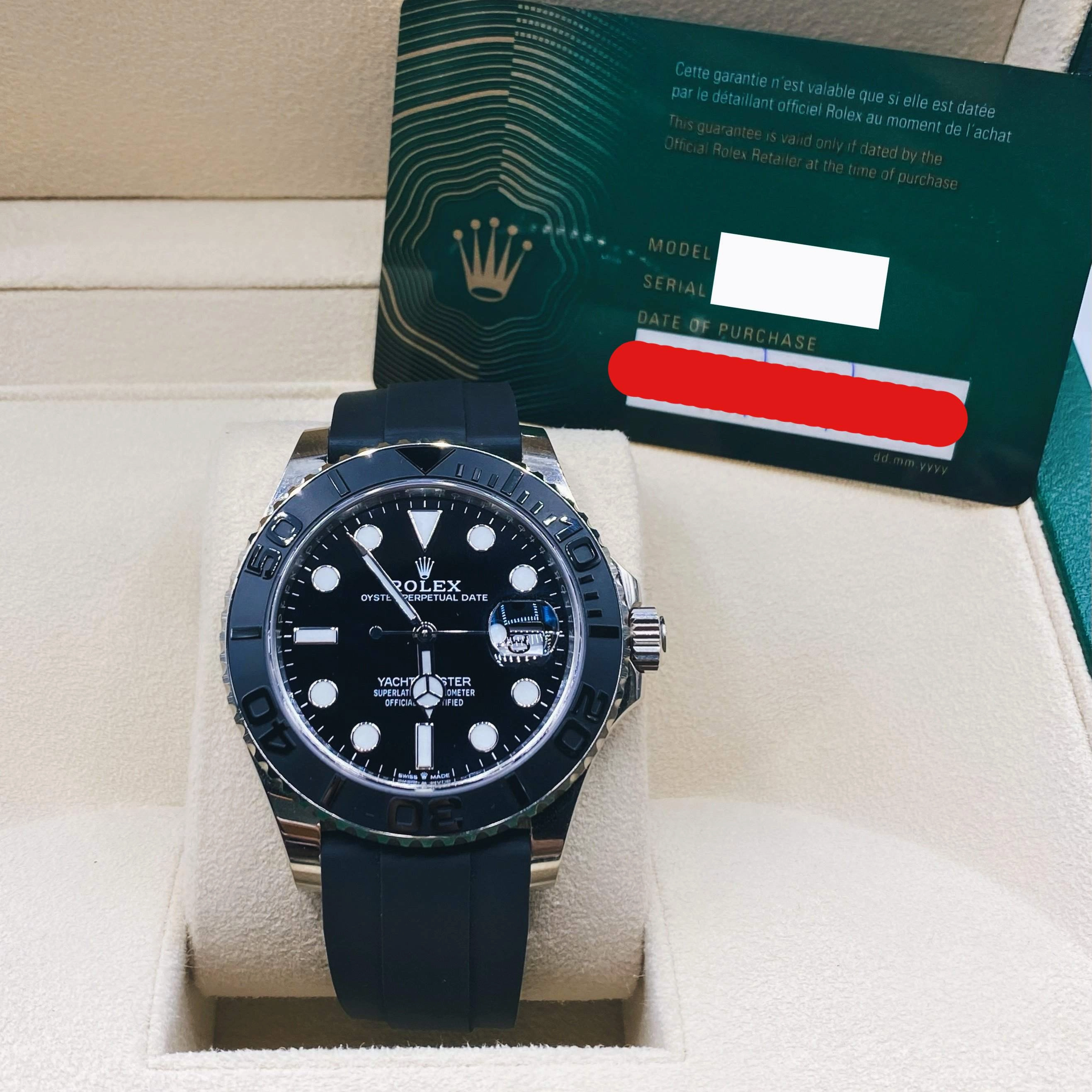 Rolex Yachtmaster 42mm - Ref: 226659-0002 - Black Dial & 18K White Gold Case, Black Oysterflex Bracelet Men's Watch