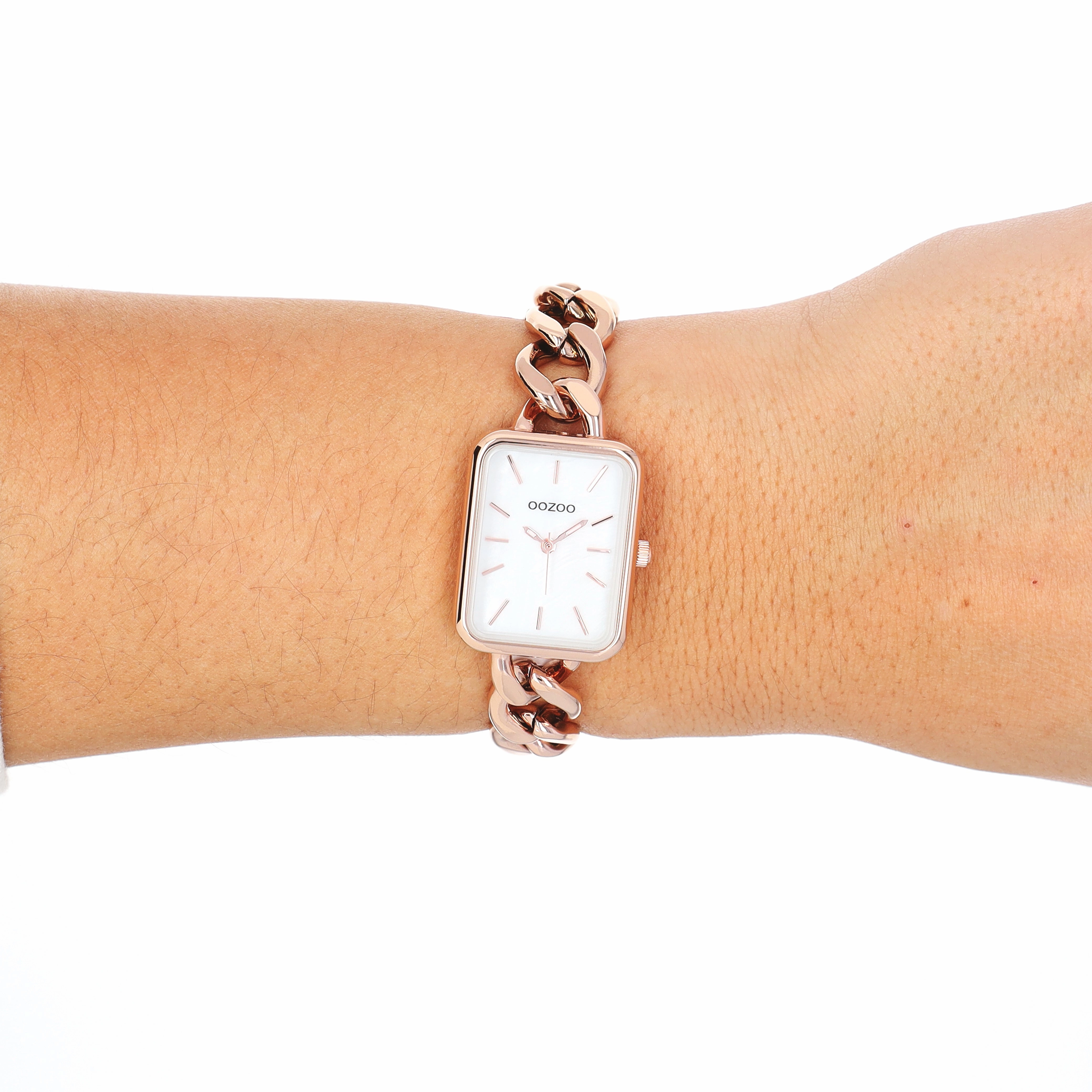 Rose gold coloured OOZOO watch with chain bracelet - C11134