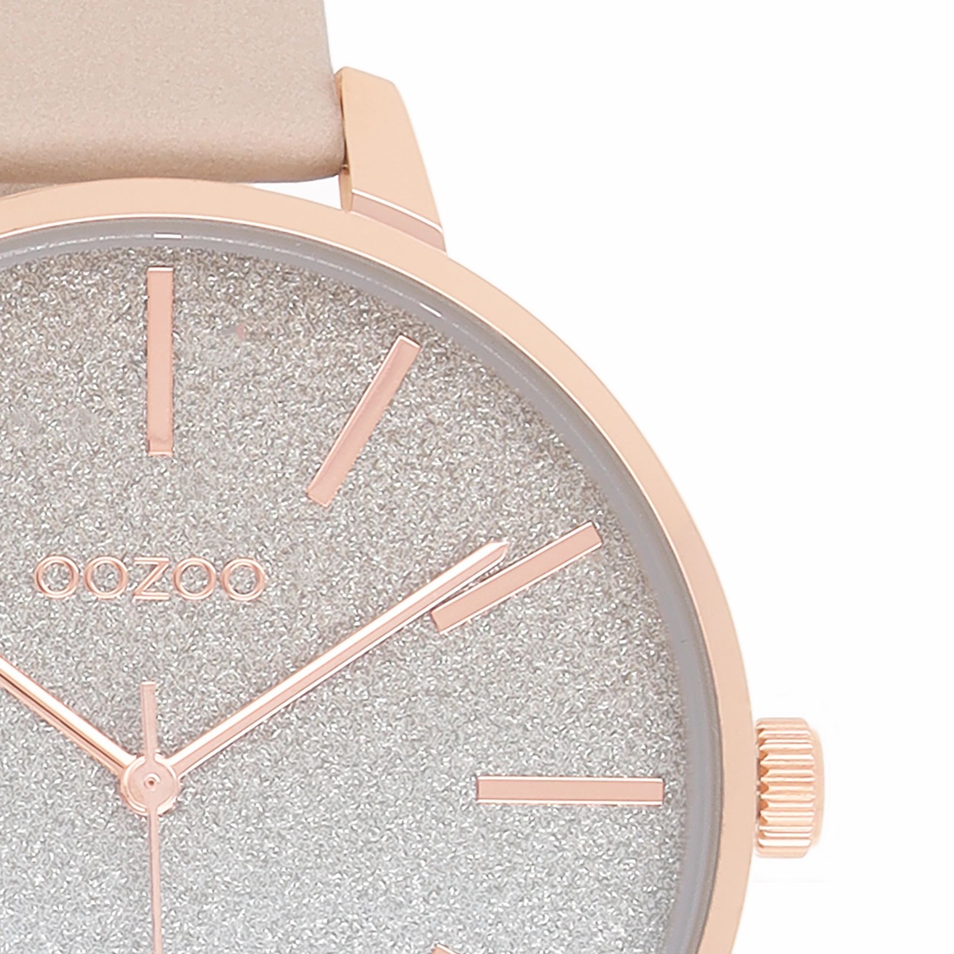 Rose gold coloured OOZOO watch with light taupe leather strap - C11030
