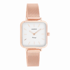 Rose gold coloured OOZOO watch with metal mesh bracelet - C10971