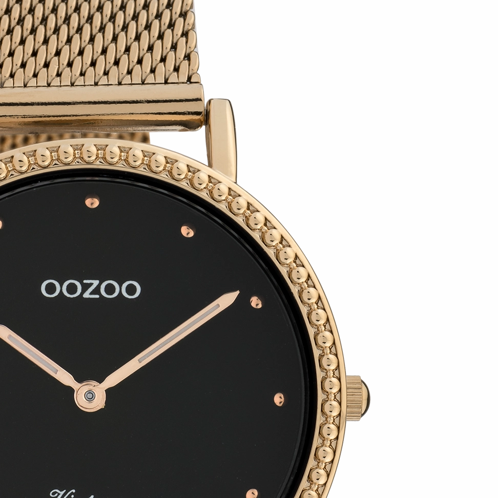 Rose gold coloured OOZOO watch with metal mesh bracelet - C20056