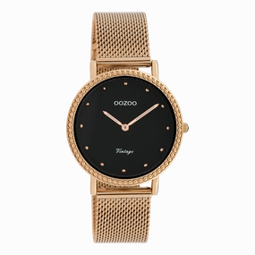 Rose gold coloured OOZOO watch with metal mesh bracelet - C20056