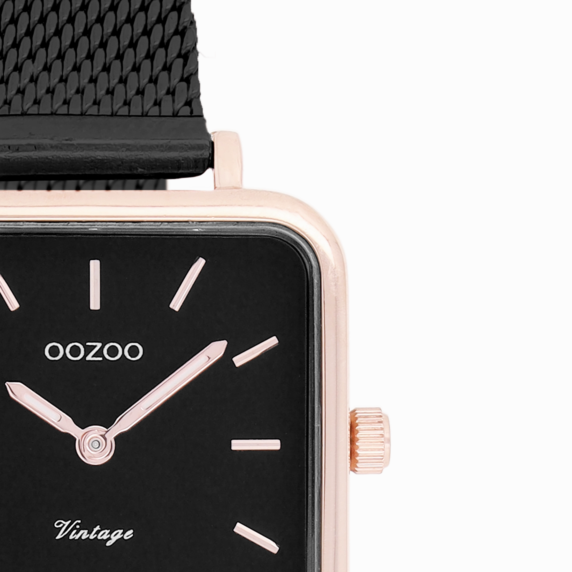 Rose gold coloured OOZOO watch with metal mesh bracelet - C20265