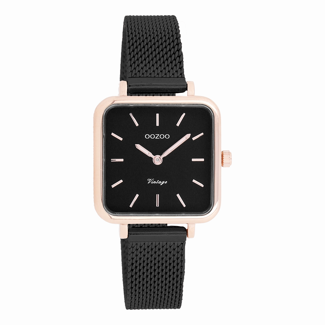Rose gold coloured OOZOO watch with metal mesh bracelet - C20265