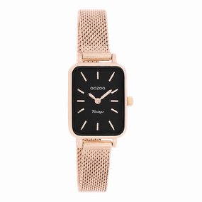 Rose gold coloured OOZOO watch with metal mesh bracelet - C20270
