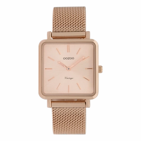 Rose gold coloured OOZOO watch with metal mesh bracelet - C9847