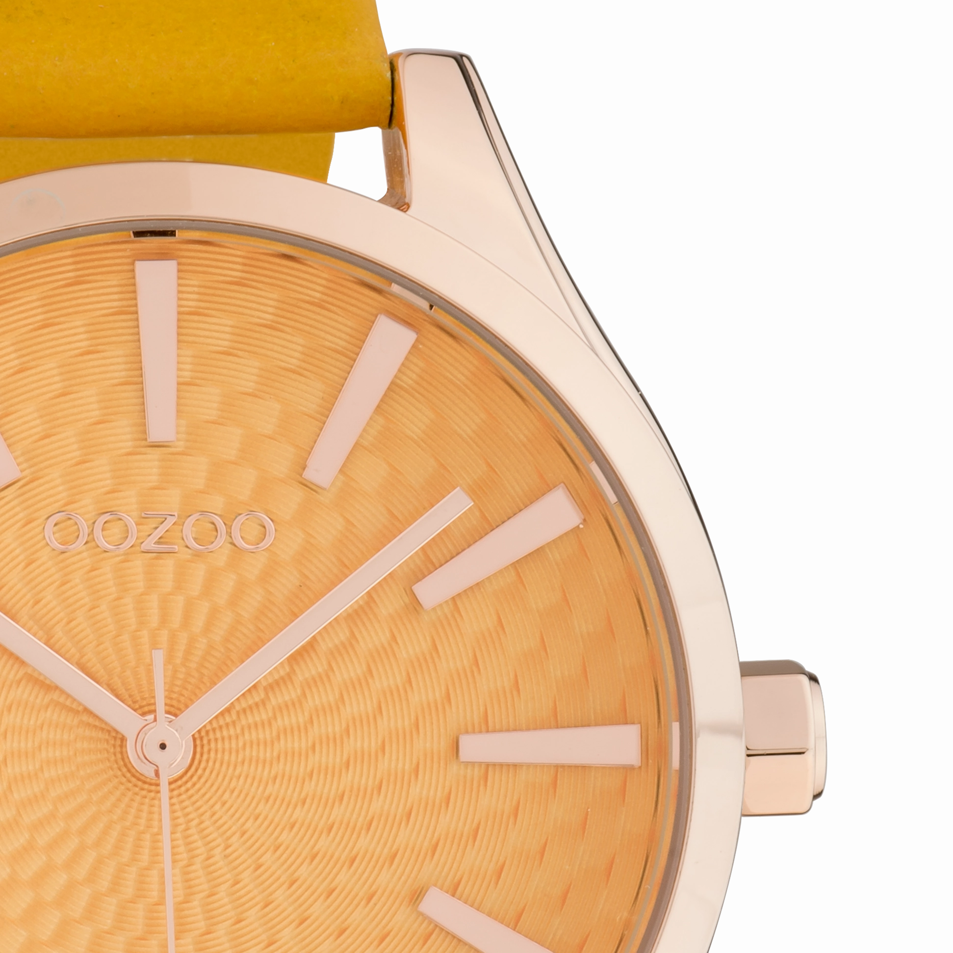 Rose gold coloured OOZOO watch with mustard yellow leather strap - C10466