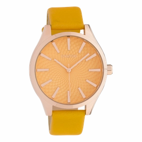 Rose gold coloured OOZOO watch with mustard yellow leather strap - C10466