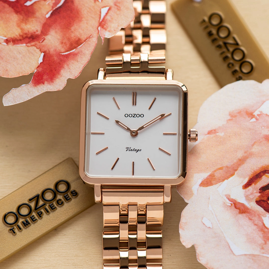 Rose gold coloured OOZOO watch with stainless steel bracelet - C9958